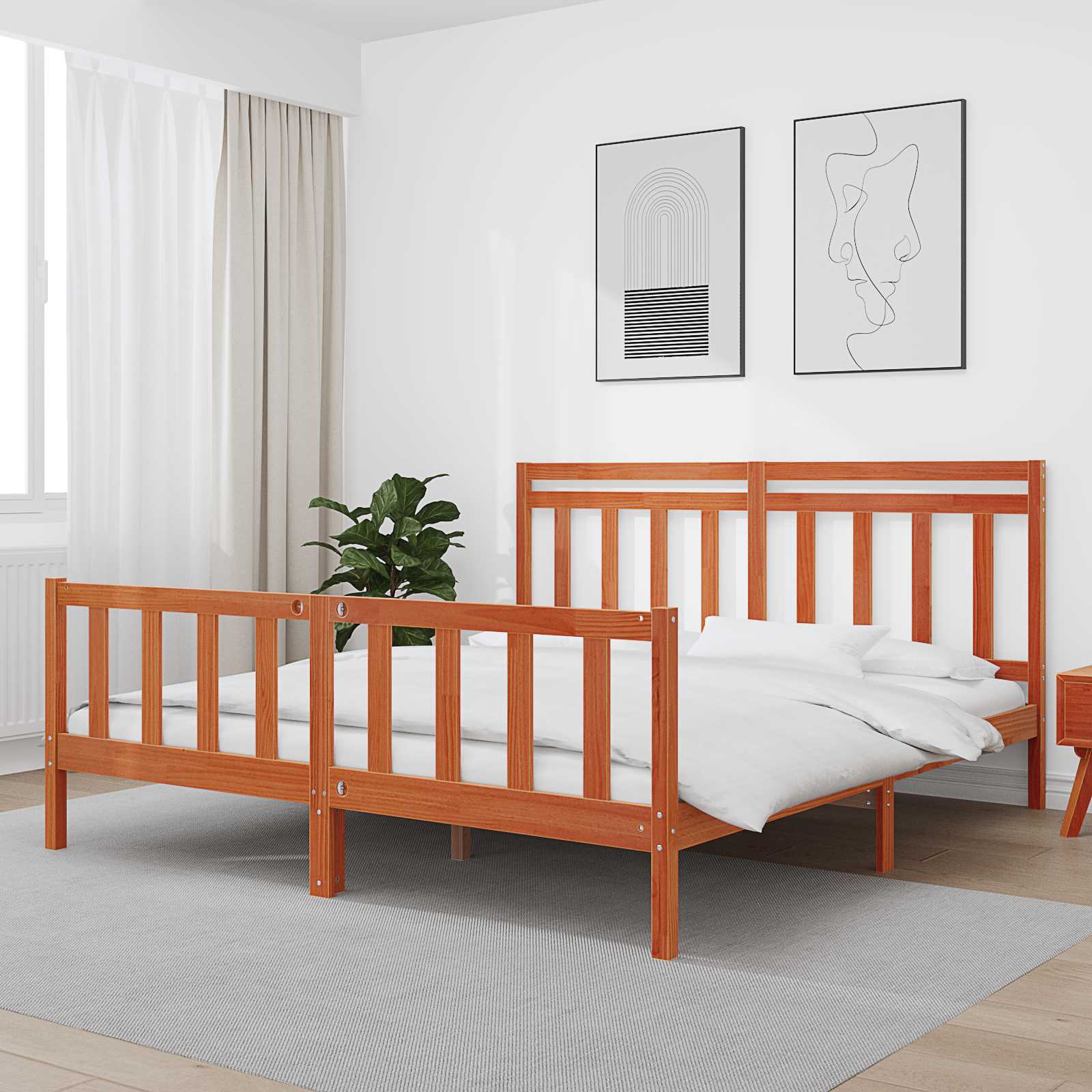 Cadre de lit 2 pcs Cire marron 205,5 x 185,5 x 100 cm - XIOS