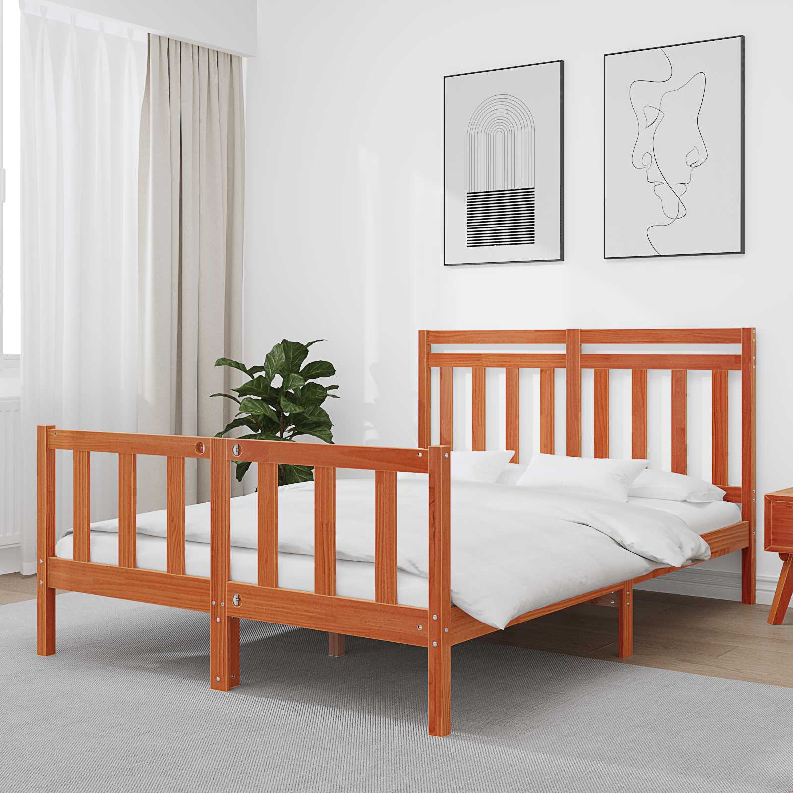 Cadre de lit 2 pcs Cire marron 205,5 x 145,5 x 100 cm - XIOS