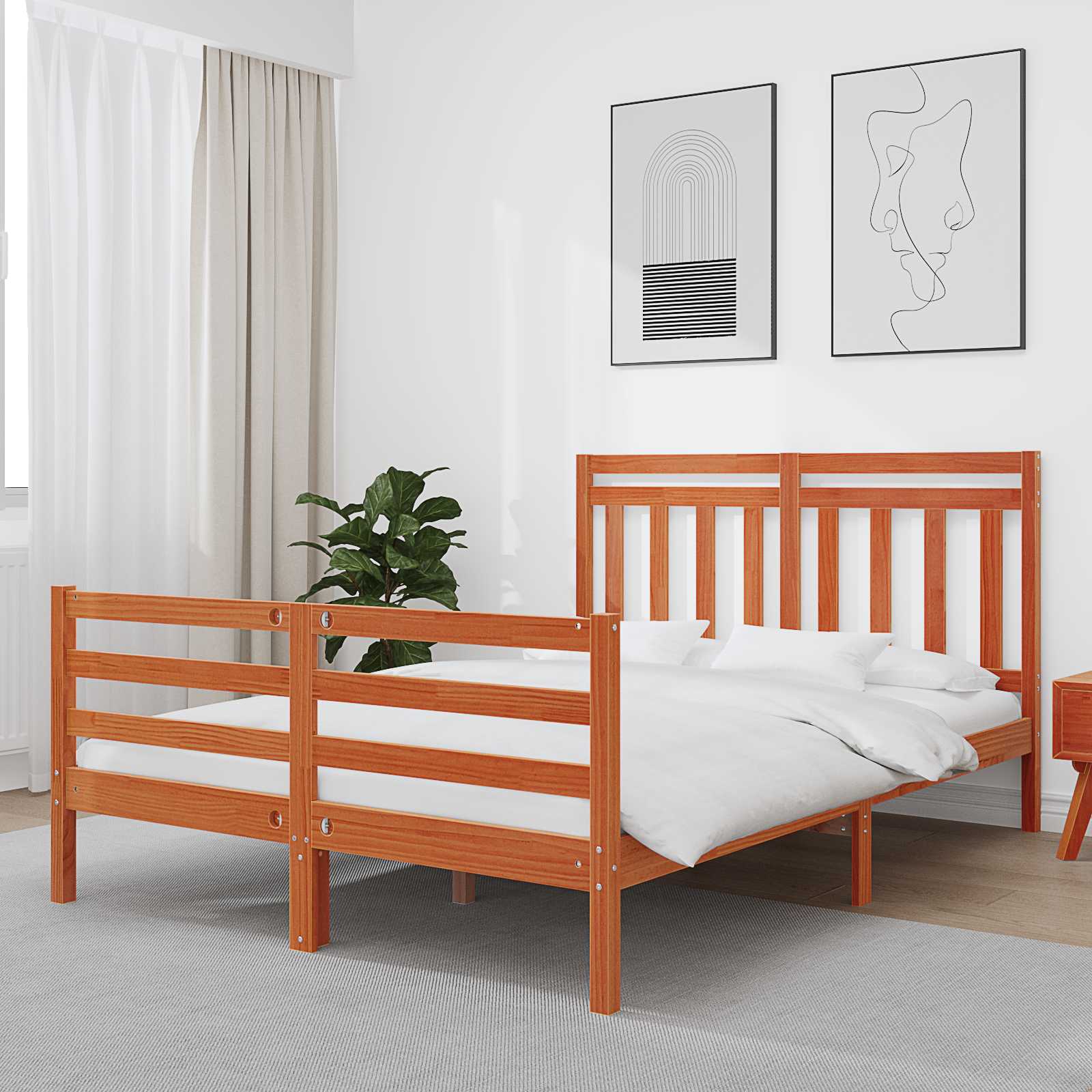 Cadre de lit avec tête de lit Cire marron 150 x 200 cm - XIOS