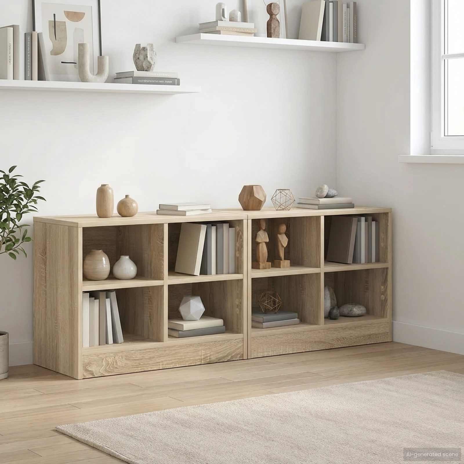 Armoire de lit avec étagère 2 pcs Chêne Sonoma 66 x 33 x 48 cm - XIOS