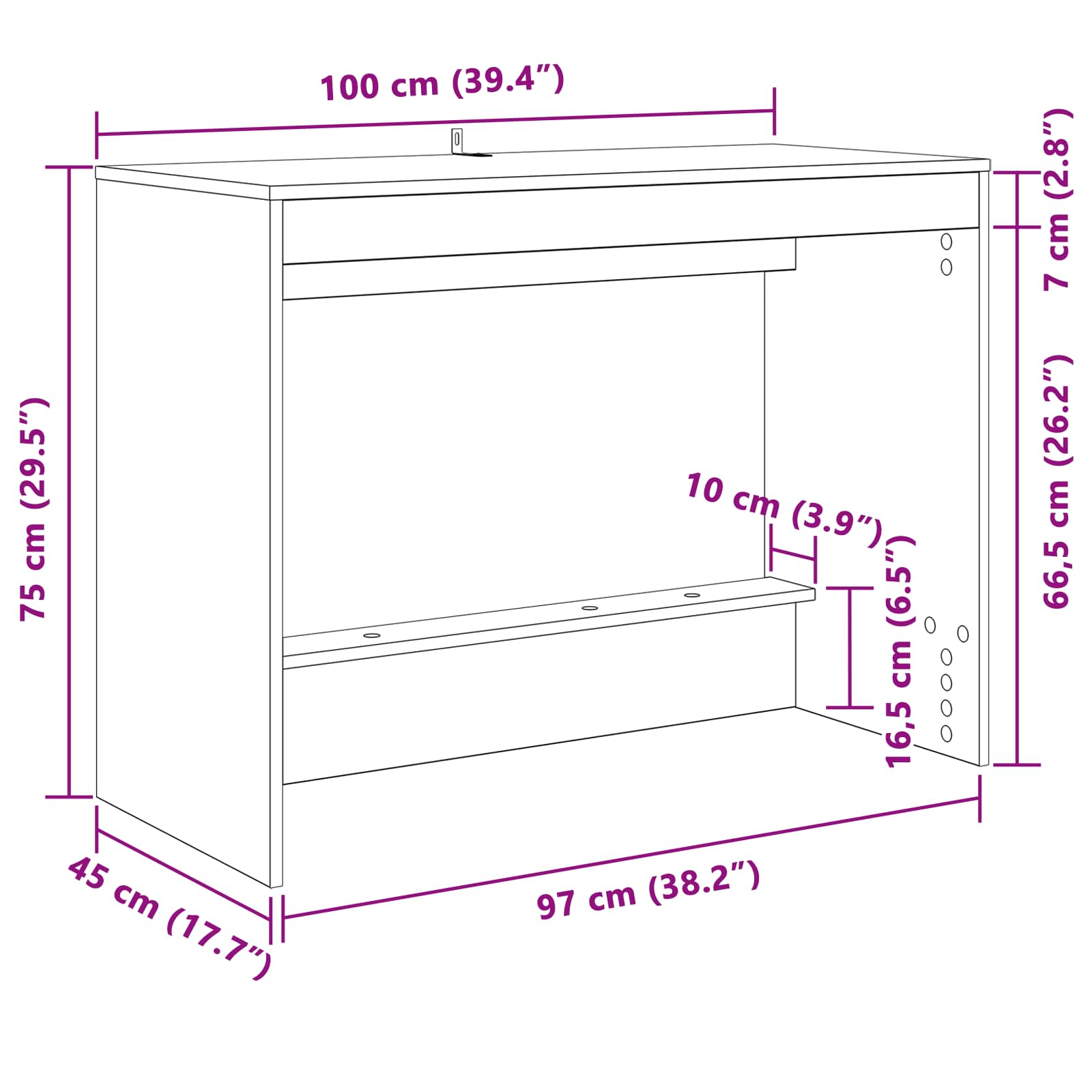 Bureau de lit Chêne noir 100 x 45 x 75 cm Bois d'ingénierie - XIOS