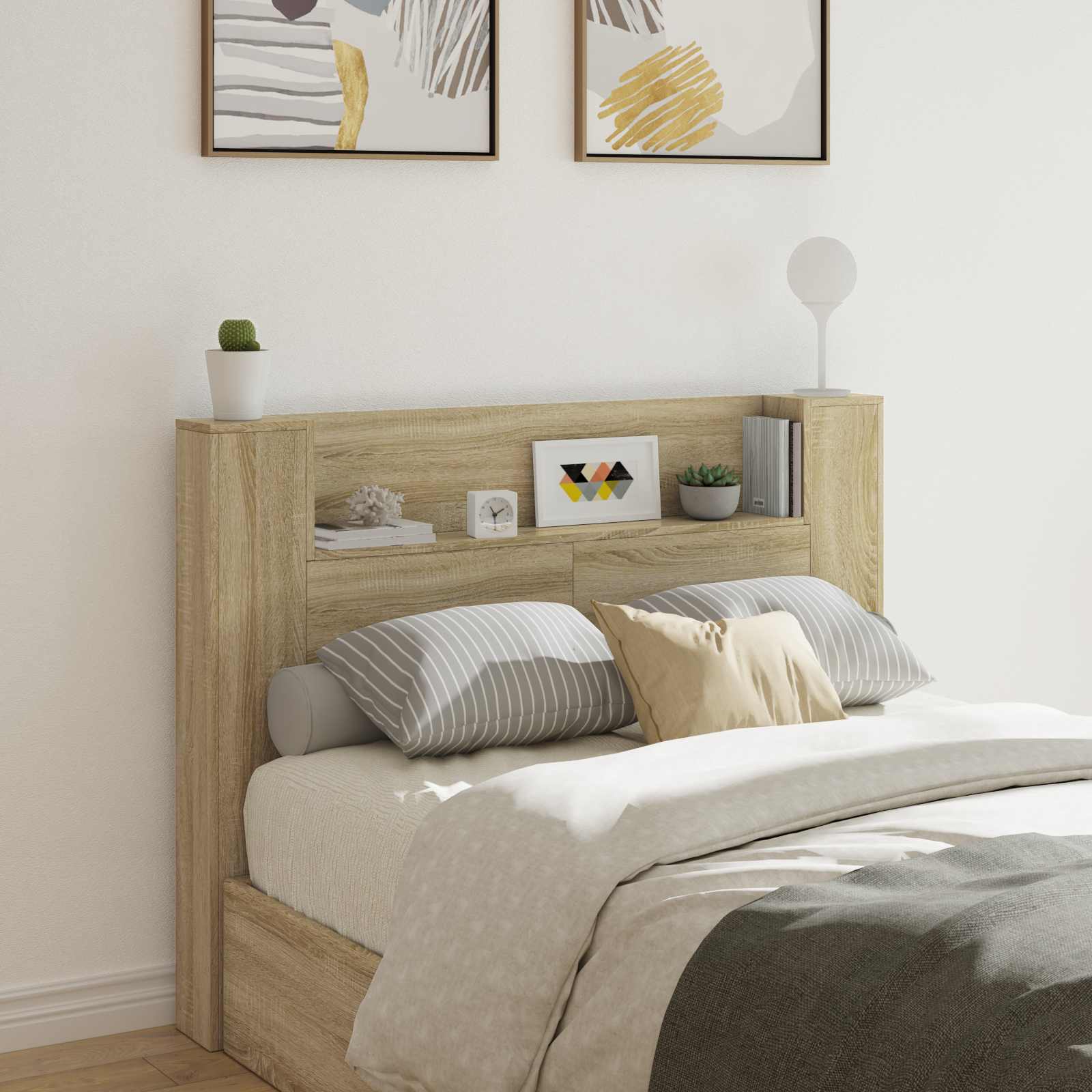 Cabinet de Tête de Lit avec LED Sonoma 140 x 16,5 x 103,5 cm - XIOS