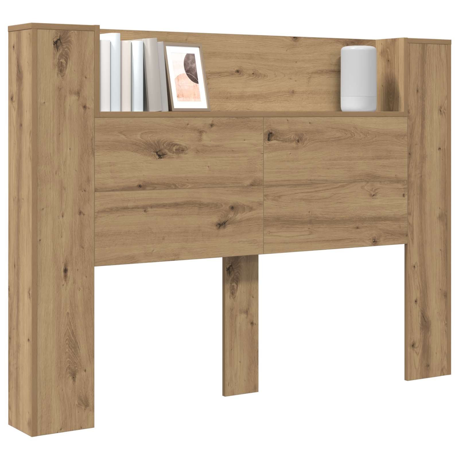 Cabinet de Tête de Lit avec LED avec étagère Chêne Artisanal - XIOS