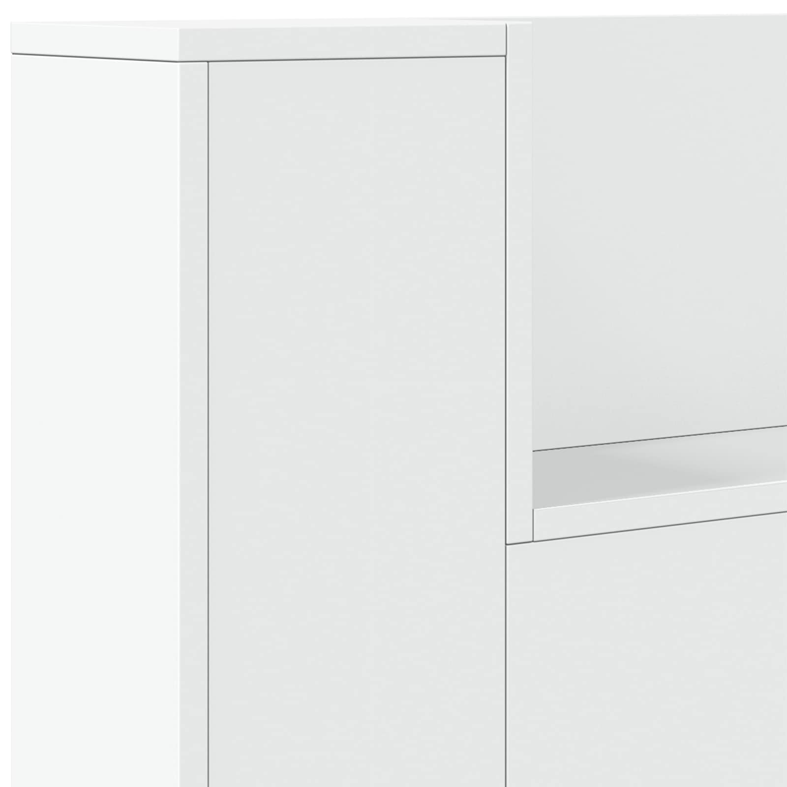 Cabinet de Tête de Lit avec LED Blanc 160 x 16,5 x 103,5 cm