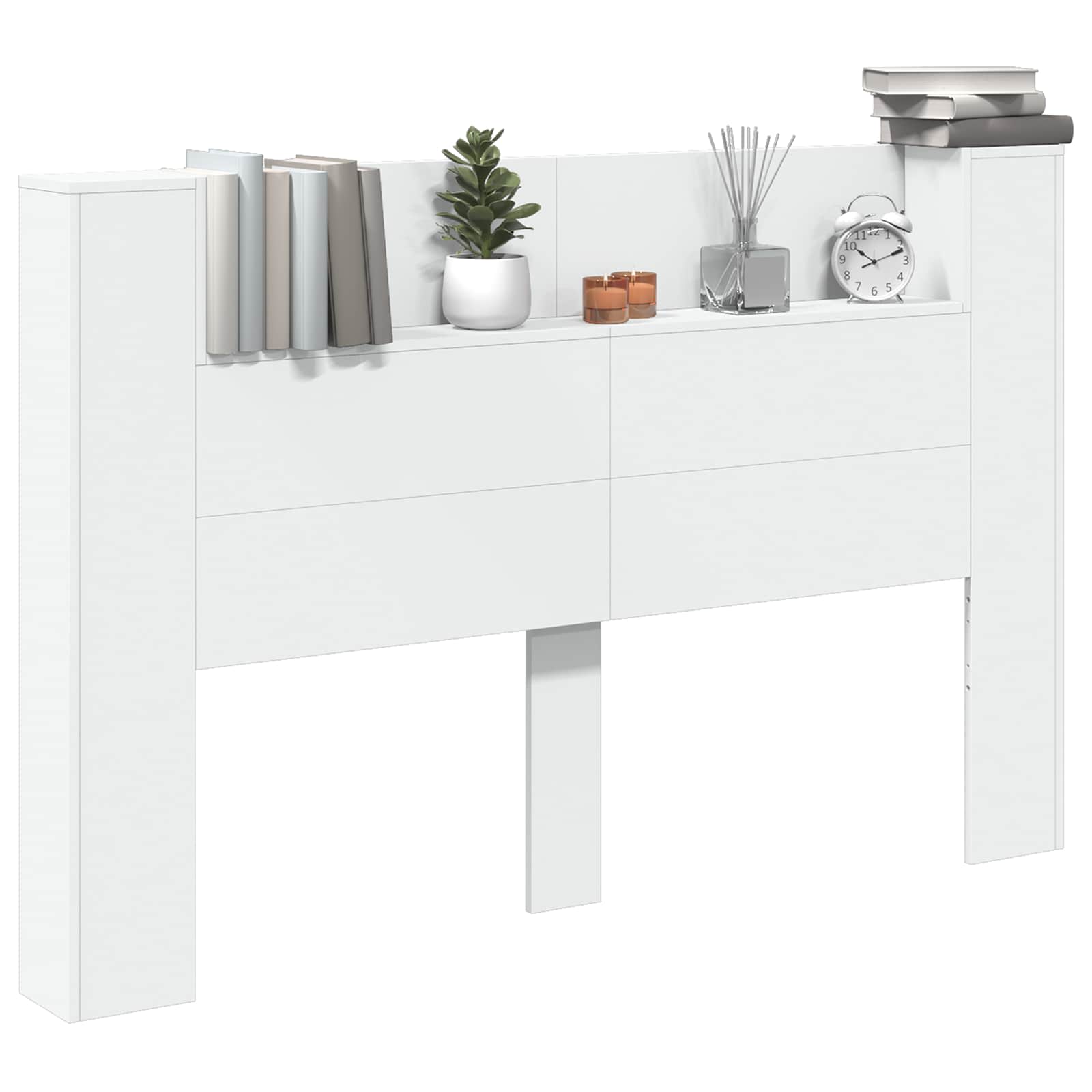 Cabinet de Tête de Lit avec LED Blanc 160 x 16,5 x 103,5 cm