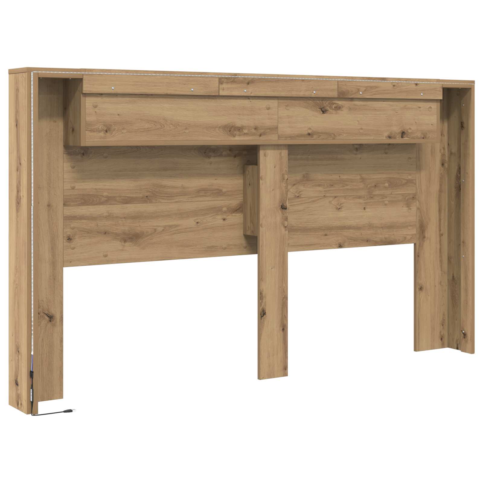 Cabinet de Tête de Lit avec LED Chêne artisan Bois d'ingénierie