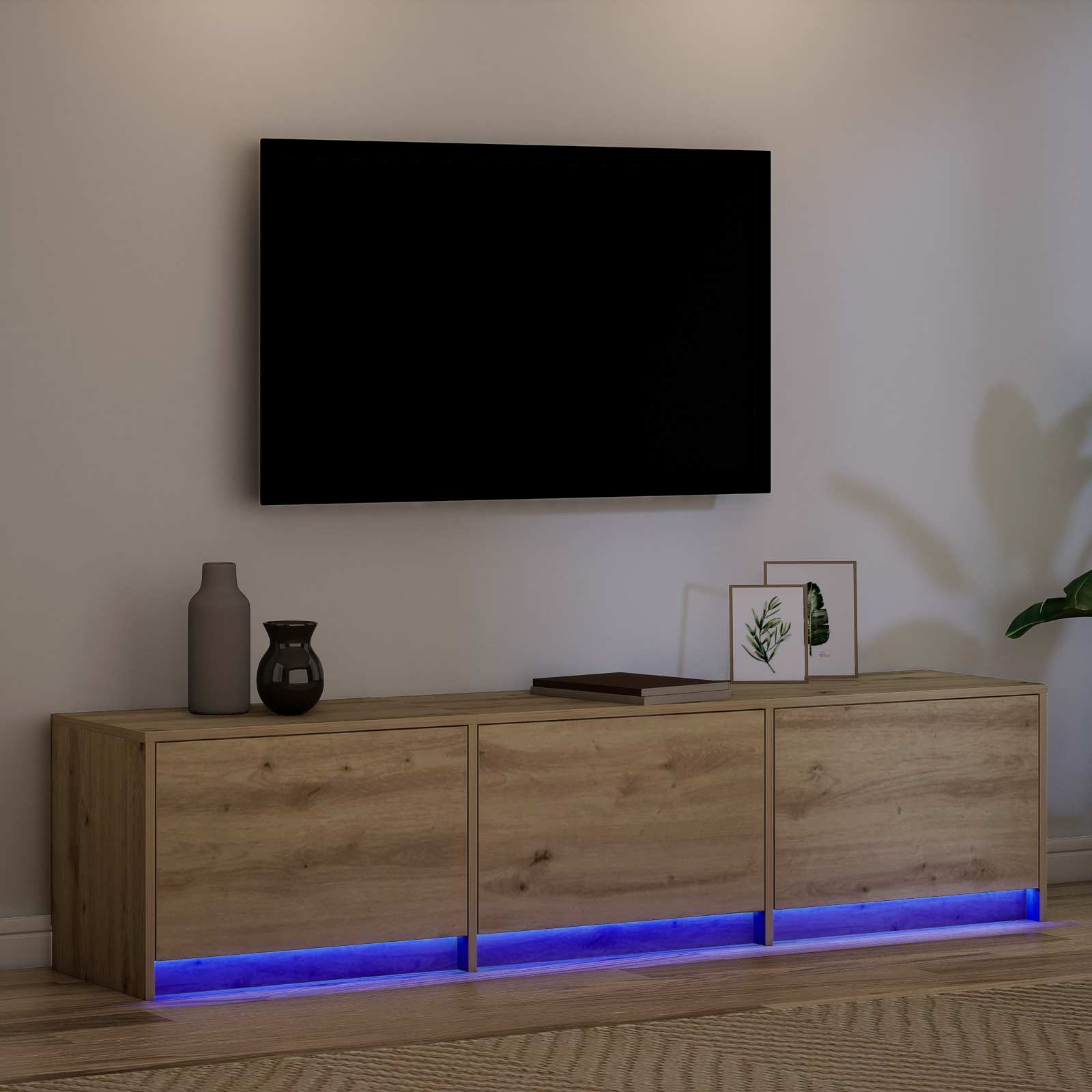 Meuble TV Chêne artisanal 165 x 34 x 40 cm Bois d'ingénierie - XIOS