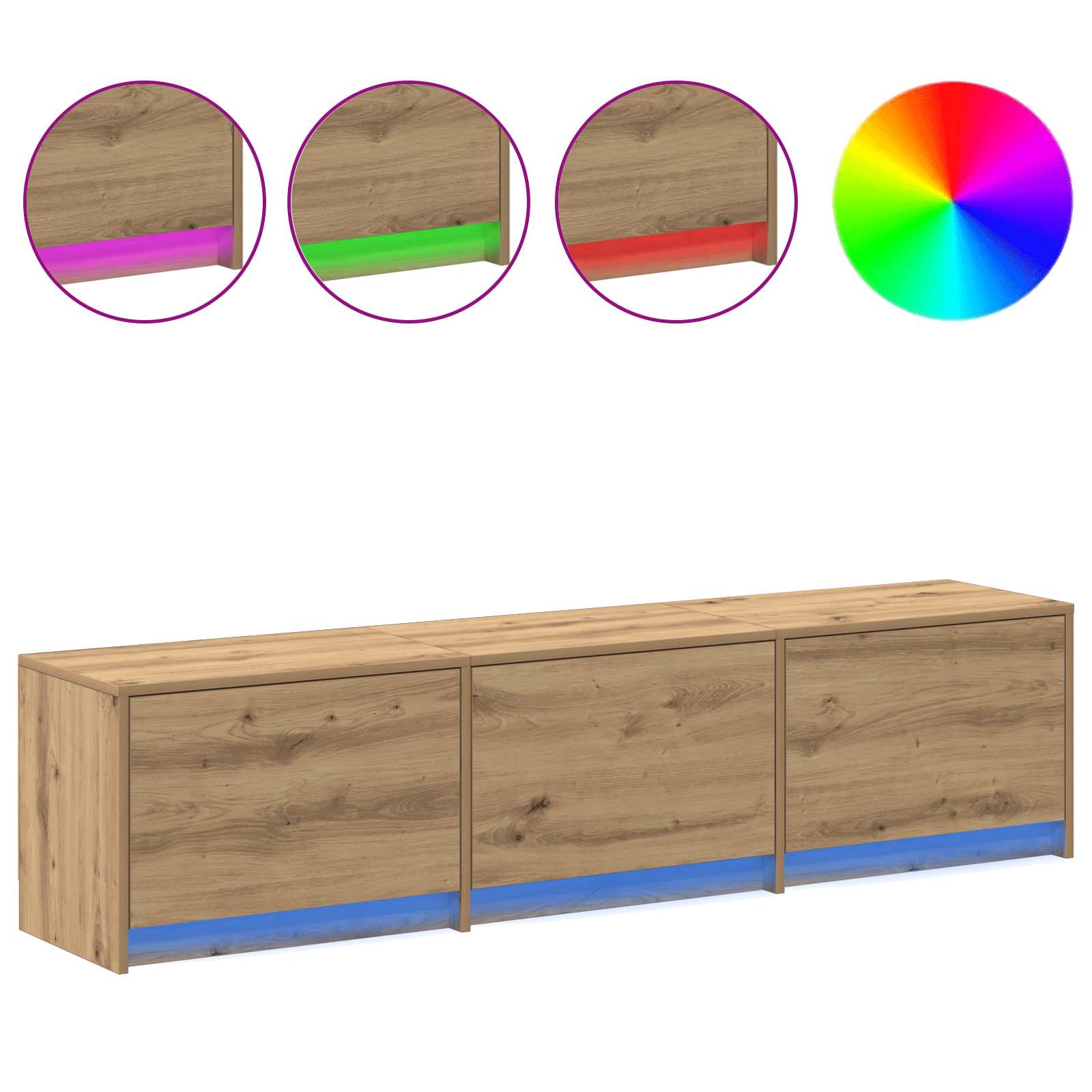 Meuble TV Chêne artisanal 165 x 34 x 40 cm Bois d'ingénierie - XIOS