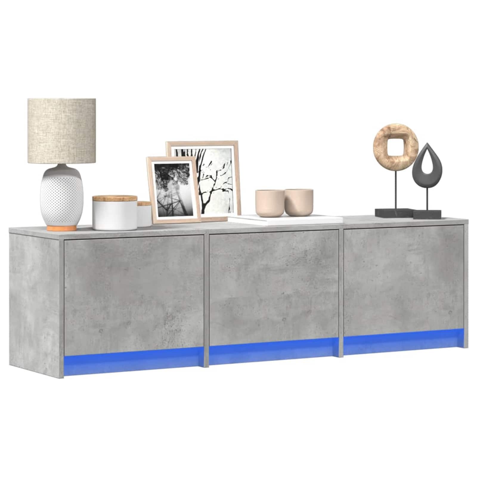 Meuble TV avec LED Béton 140 x 34 x 40 cm Bois d'ingénierie - XIOS