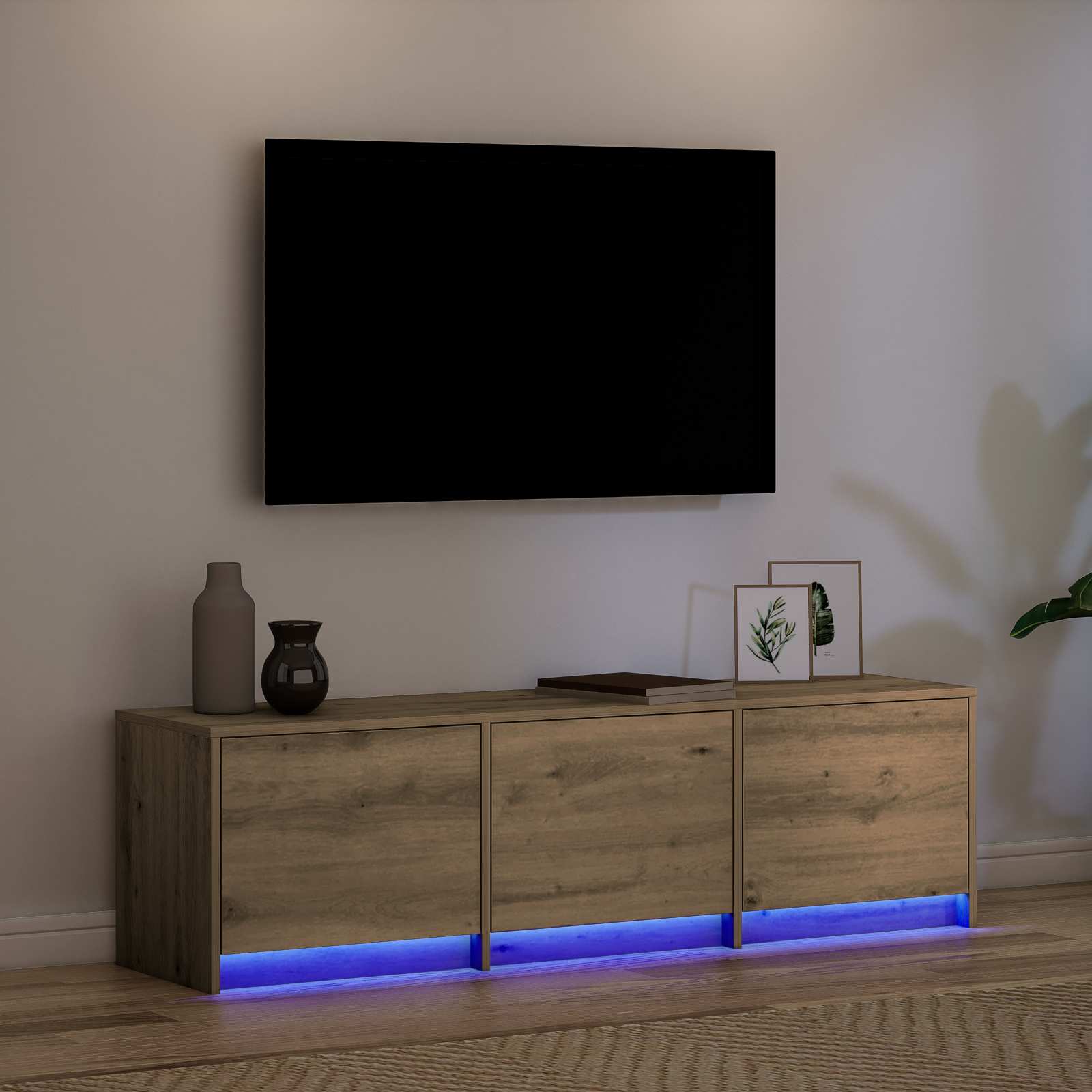 Meuble TV Chêne artisanal 140 x 34 x 40 cm Bois d'ingénierie - XIOS