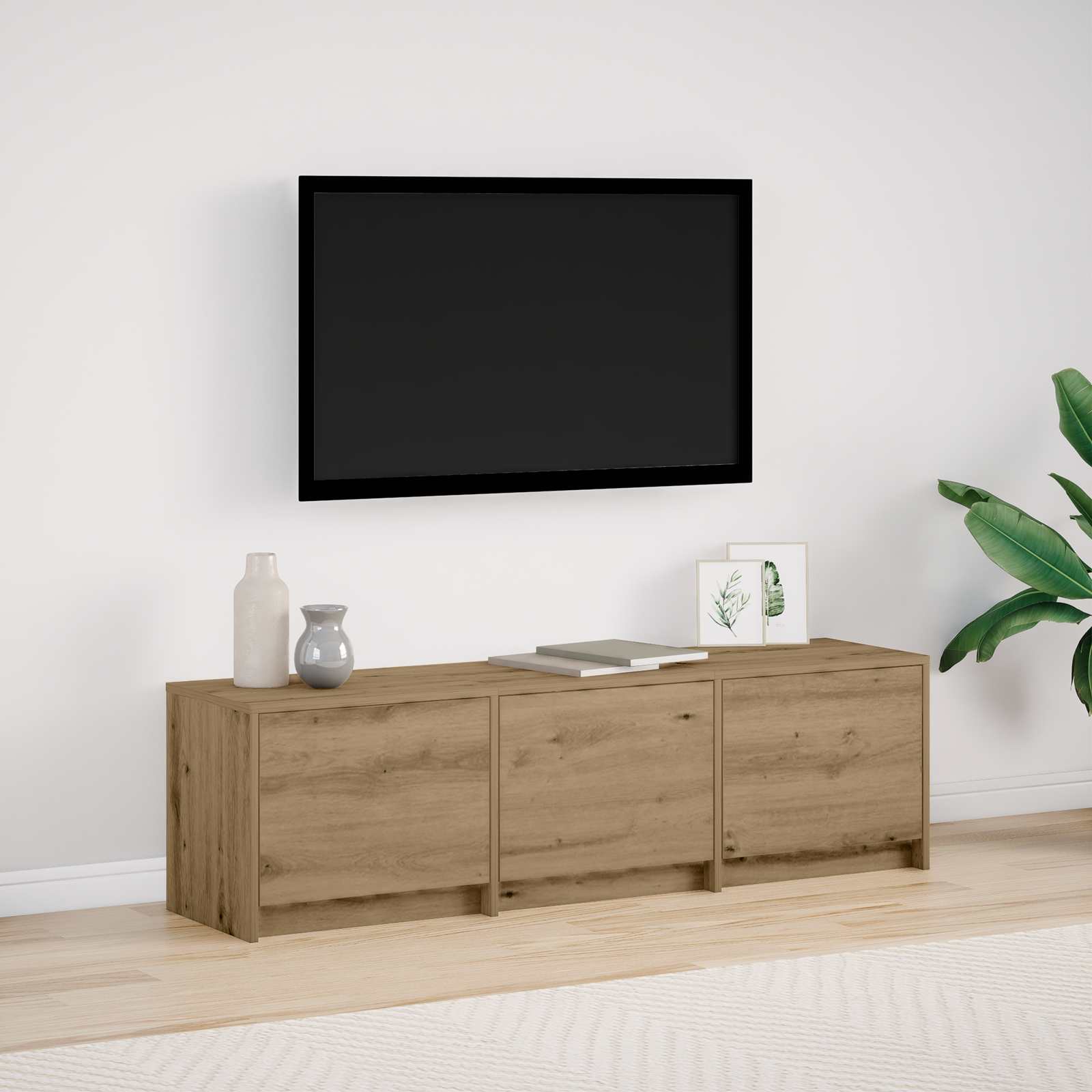 Meuble TV Chêne artisanal 140 x 34 x 40 cm Bois d'ingénierie - XIOS