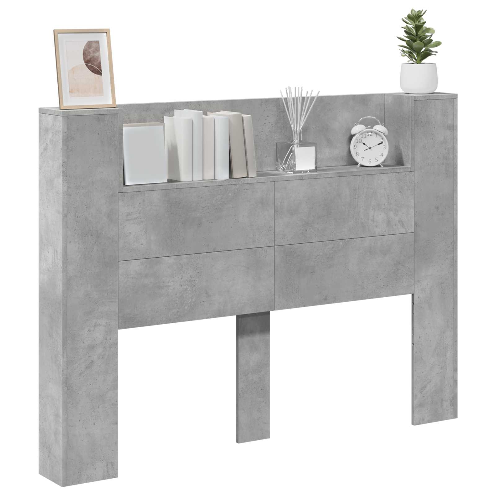 Cabinet de Tête de Lit avec LED Béton 140 x 16,5 x 103,5 cm - XIOS