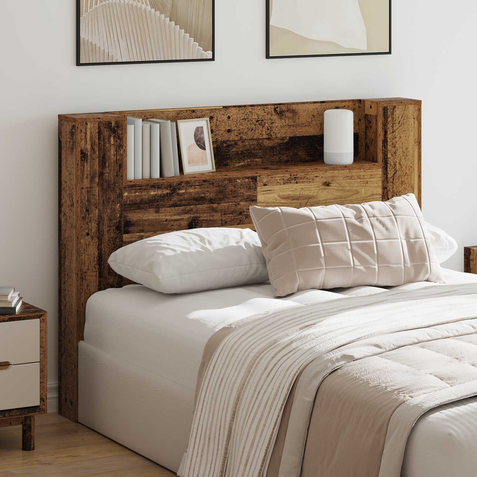 Cabinet de Tête de Lit avec LED Bois ancien Bois d'ingénierie - XIOS