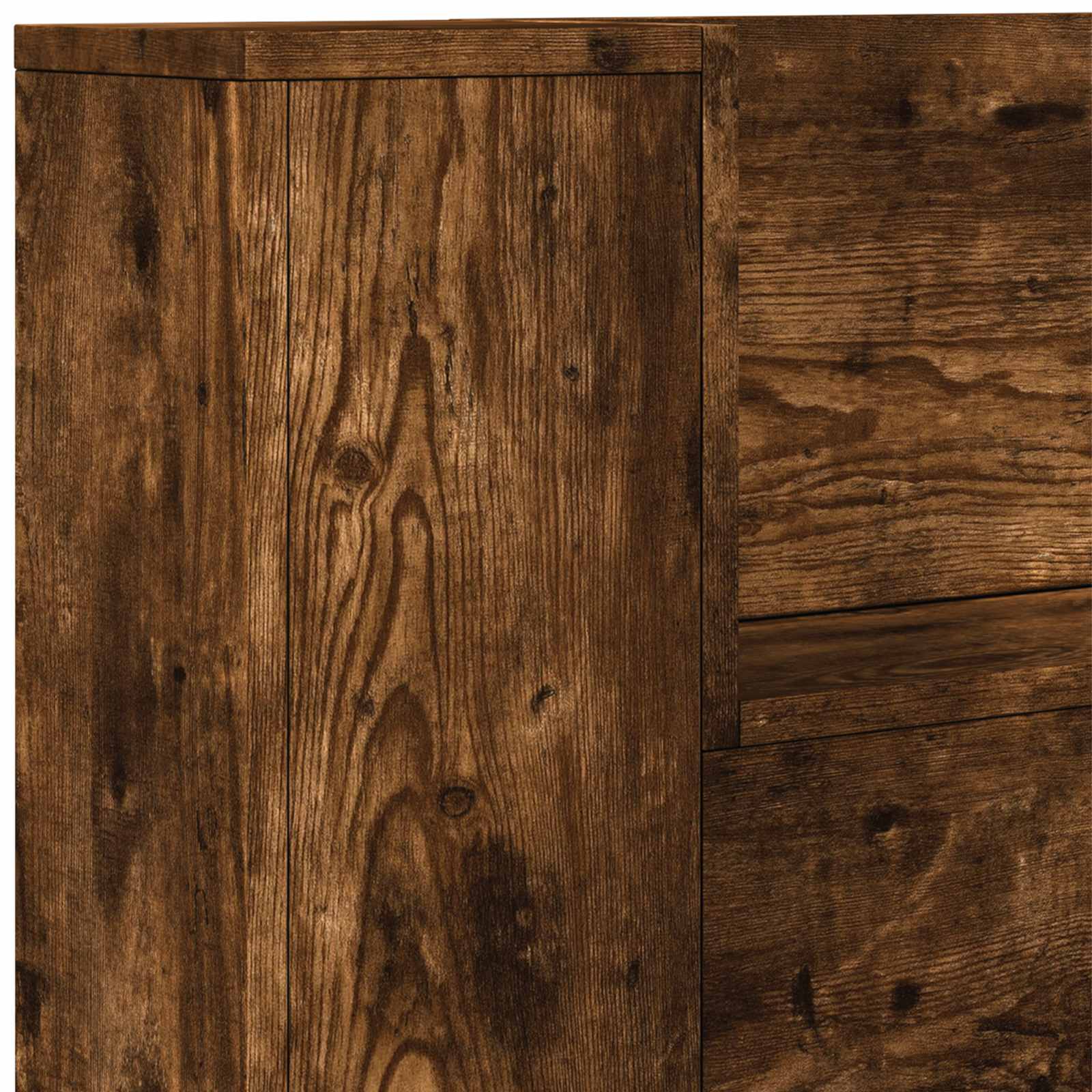 Cabinet de Tête de Lit avec LED Chêne fumé Bois d'ingénierie