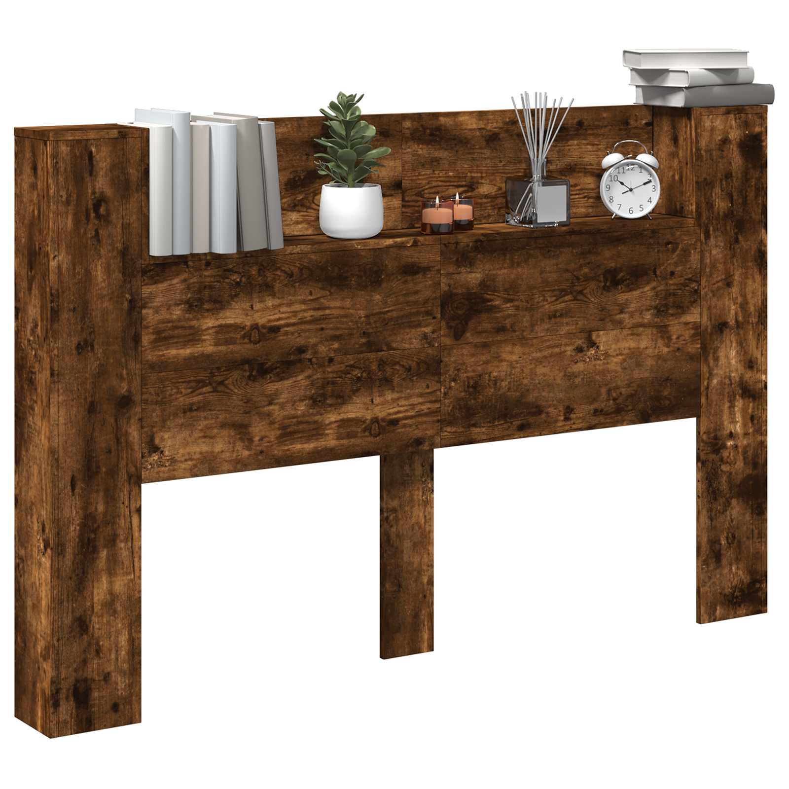 Cabinet de Tête de Lit avec LED Chêne fumé Bois d'ingénierie