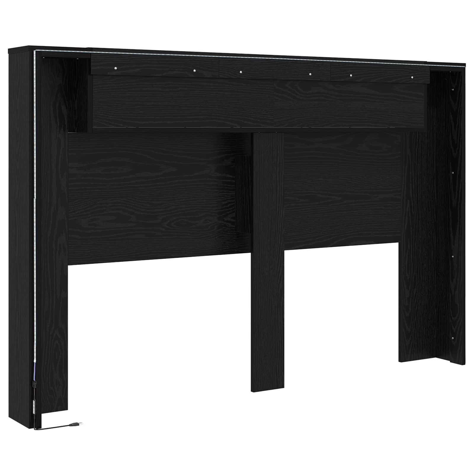 Cabinet de Tête de Lit avec LED Chêne noir Bois d'ingénierie