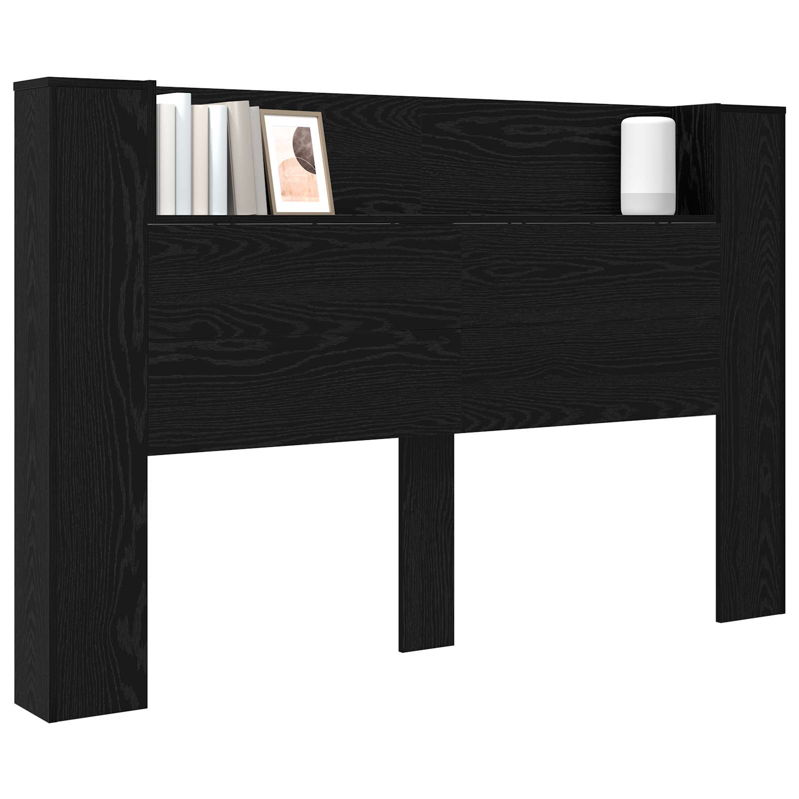 Cabinet de Tête de Lit avec LED Chêne noir Bois d'ingénierie