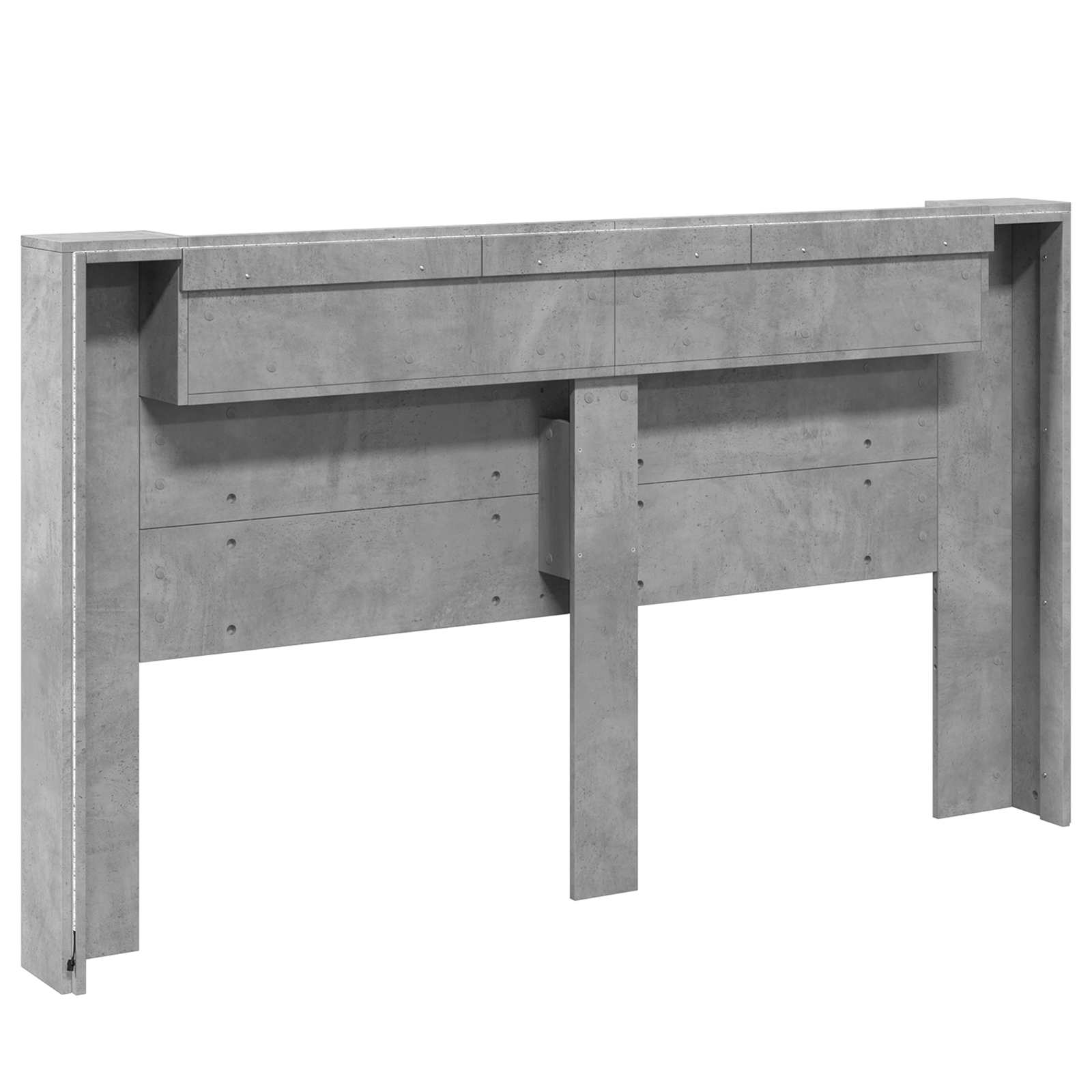 Cabinet de Tête de Lit avec LED Béton 180 x 16,5 x 103,5 cm - XIOS