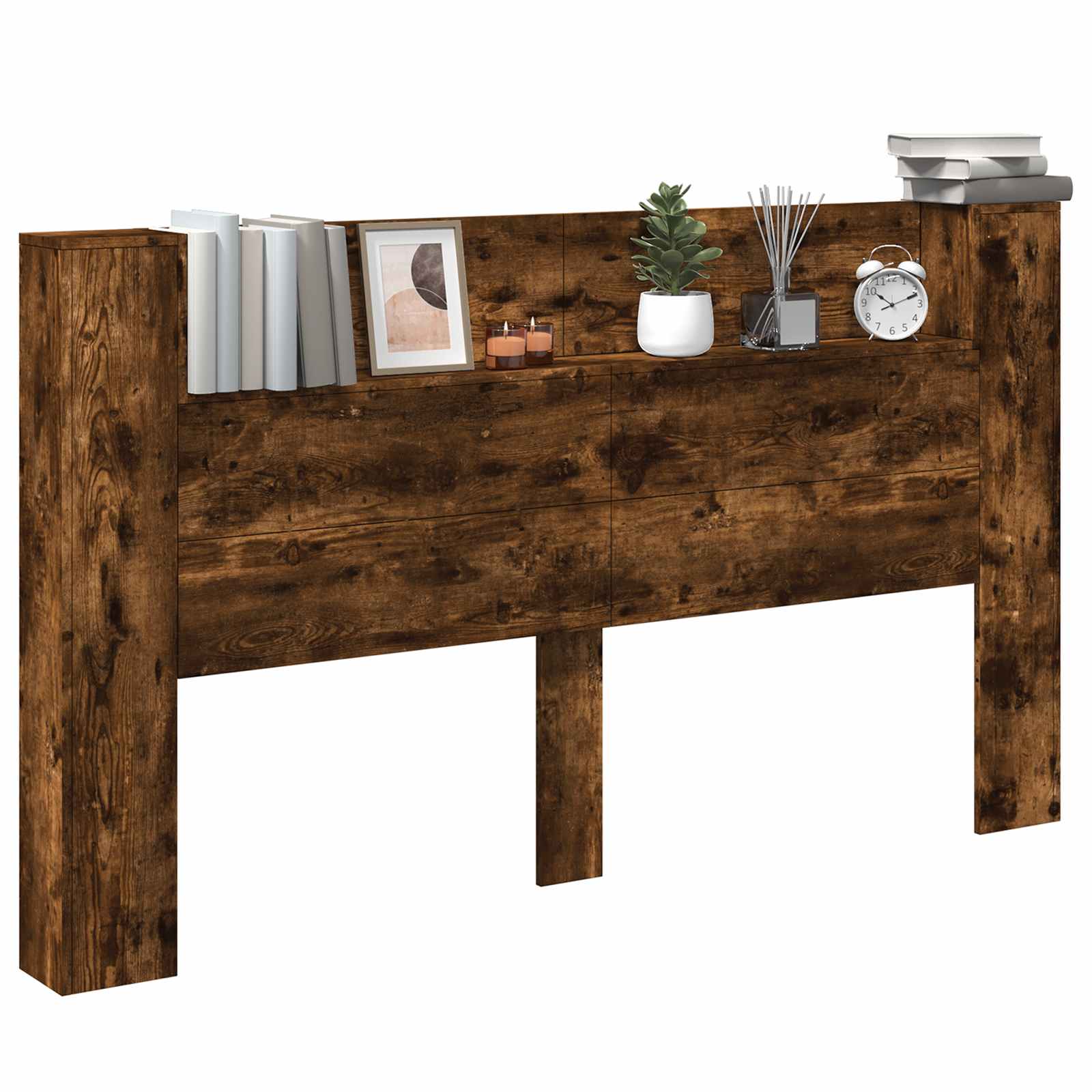 Cabinet de Tête de Lit avec LED Chêne fumé Bois d'ingénierie