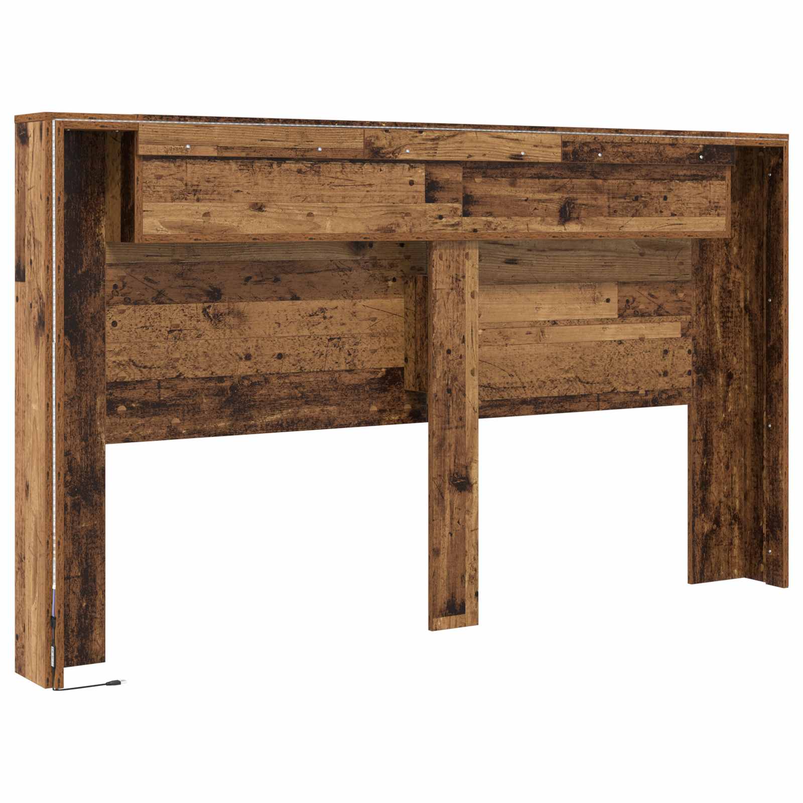 Cabinet de Tête de Lit avec LED Bois ancien Bois d'ingénierie
