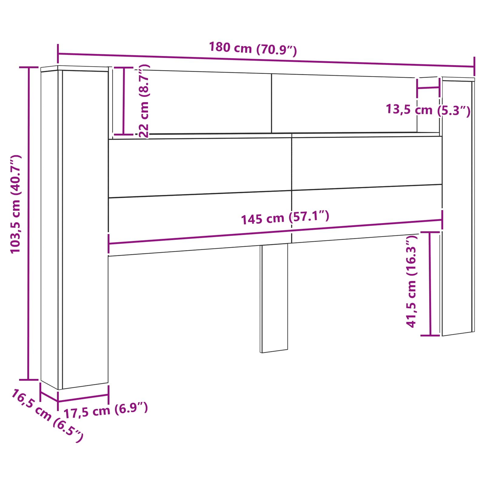 Cabinet de Tête de Lit avec LED Chêne noir Bois d'ingénierie