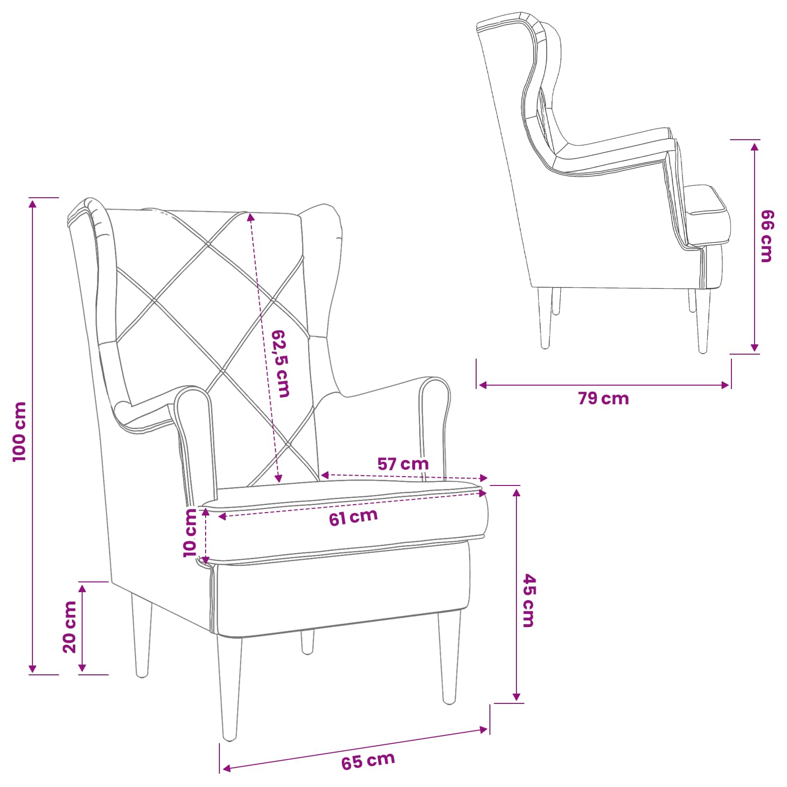 fauteuil Noir Velours - XIOS