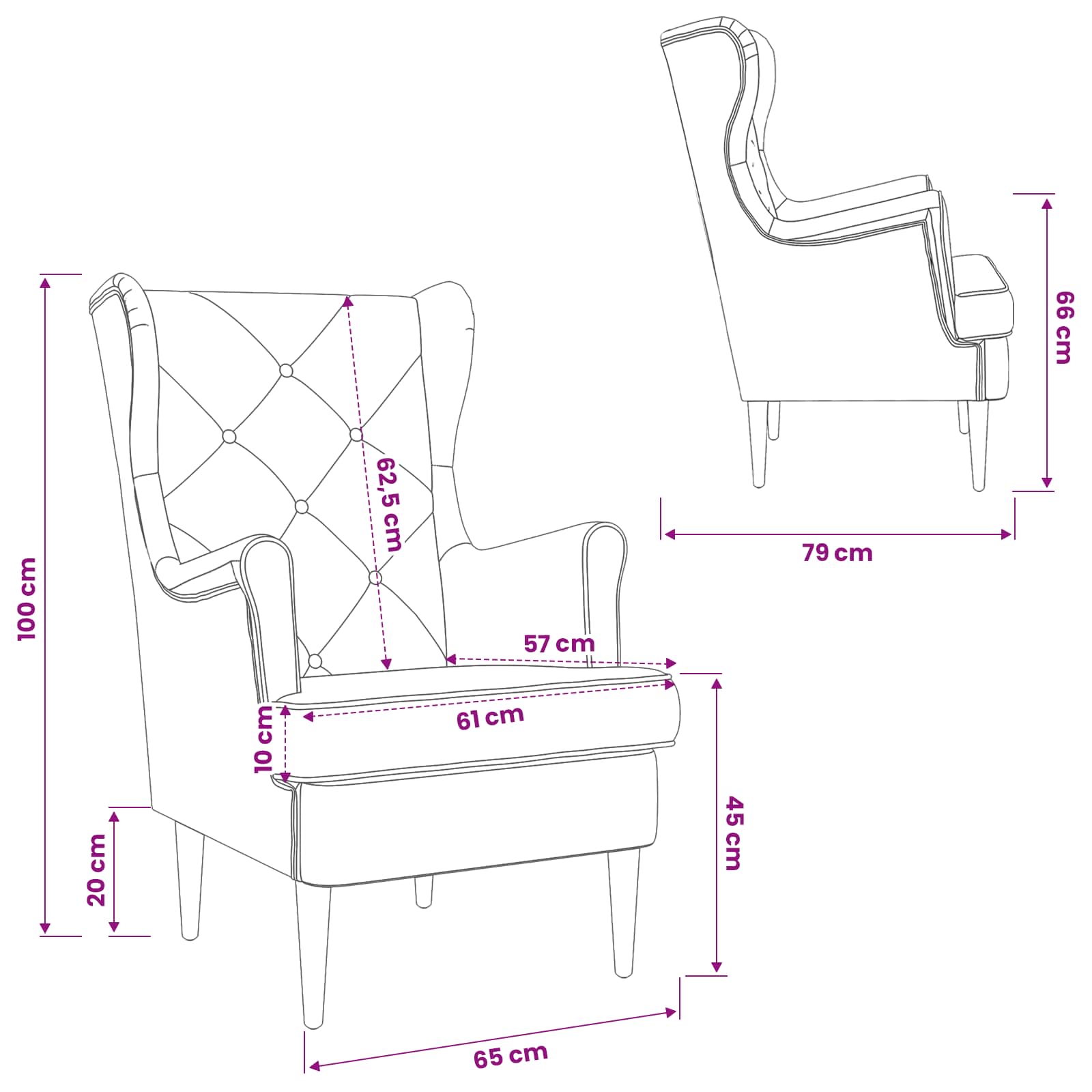 fauteuil Noir Velours - XIOS