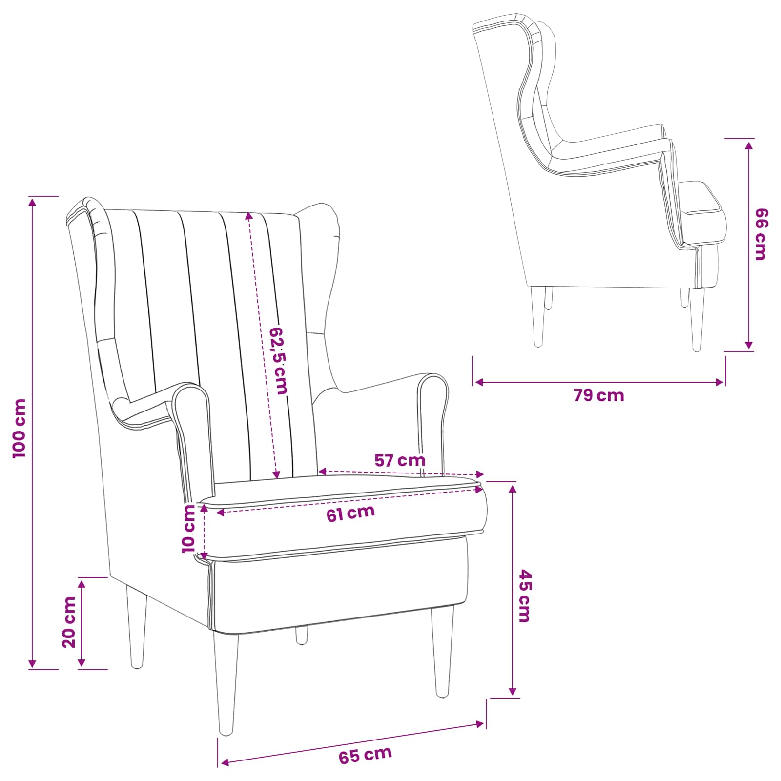 fauteuil Gris clair Velours - XIOS