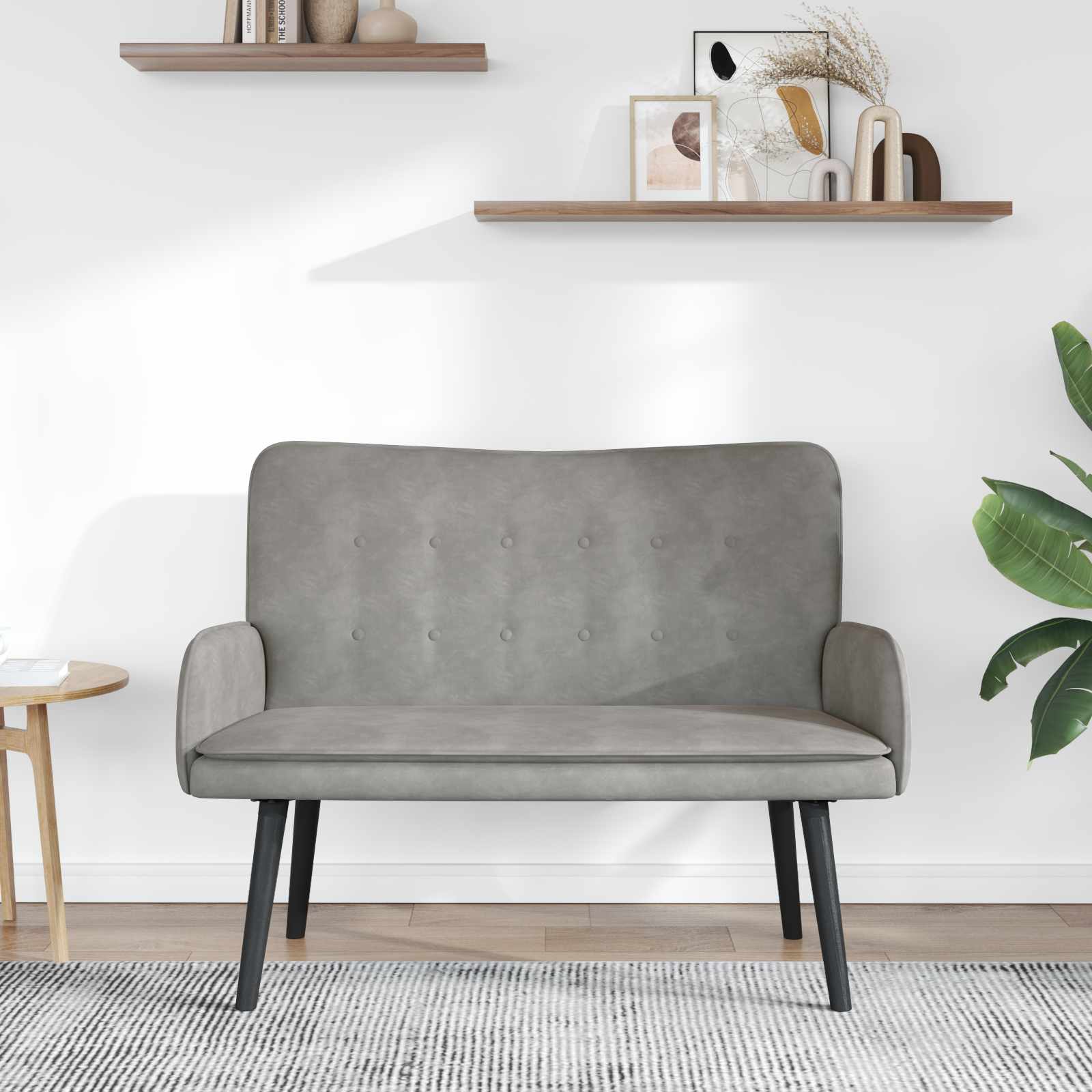 Canapé deux places Gris clair 115 x 61 x 87 cm Velours - XIOS