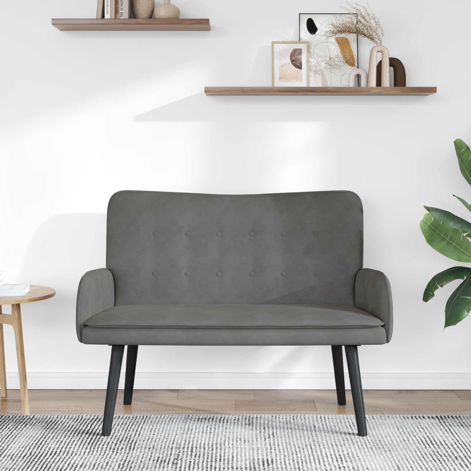 Canapé deux places Gris foncé 115 x 61 x 87 cm Velours - XIOS
