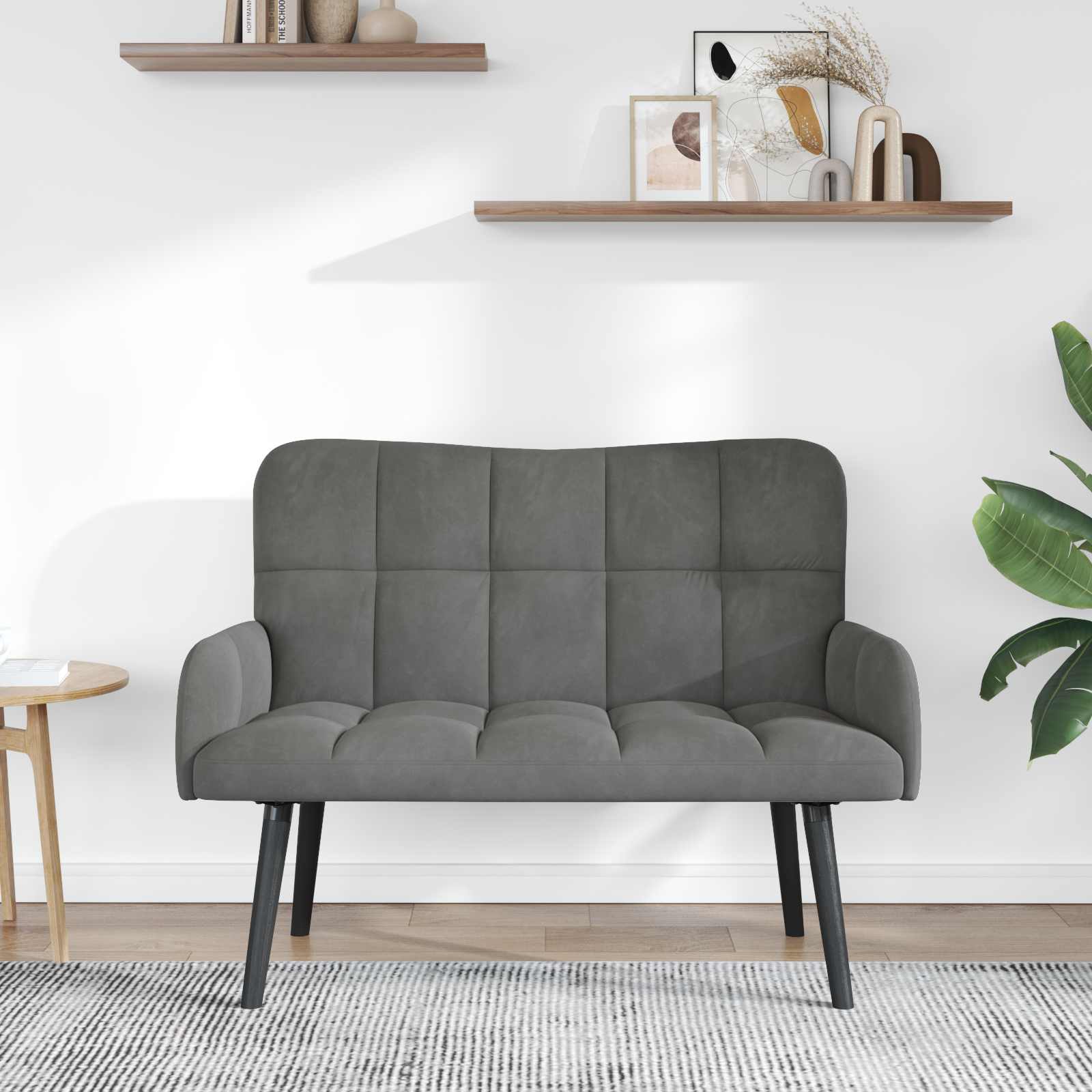 Canapé deux places Gris foncé 115 x 61 x 87 cm Velours - XIOS