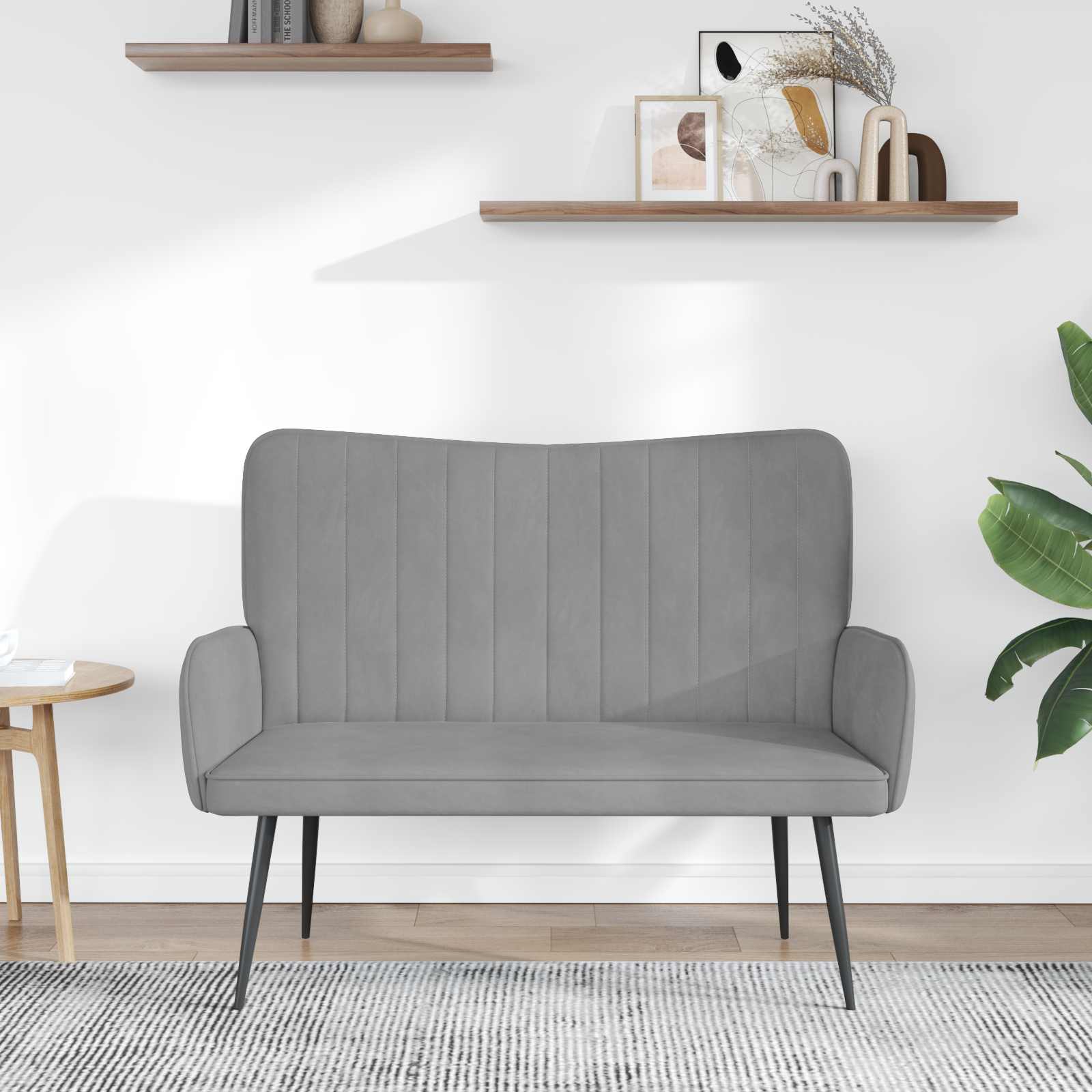 Canapé deux places Gris clair 115 x 61 x 87 cm Velours - XIOS