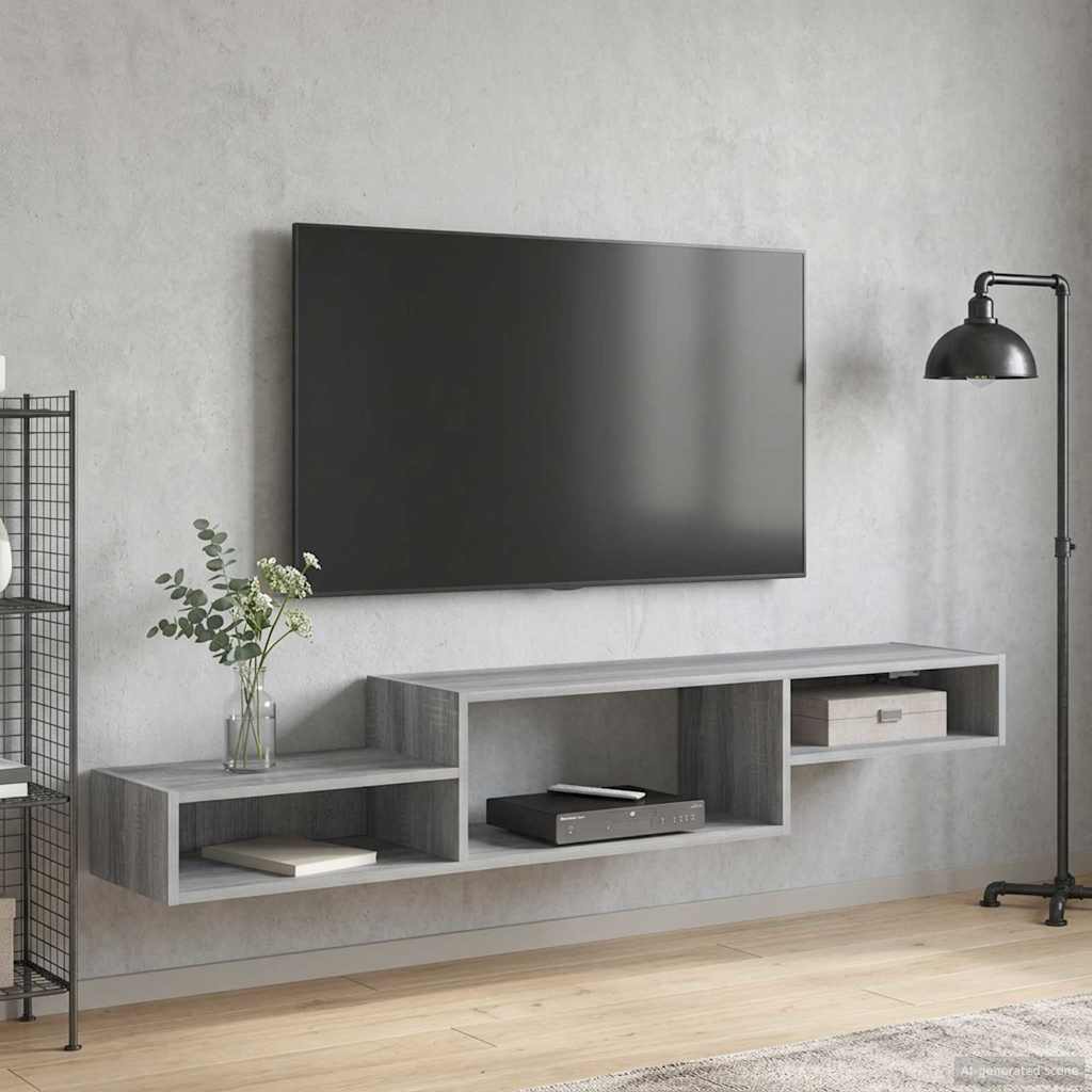 Meuble TV mural Montage mural Sonoma gris 150 x 28 x 26 cm - XIOS