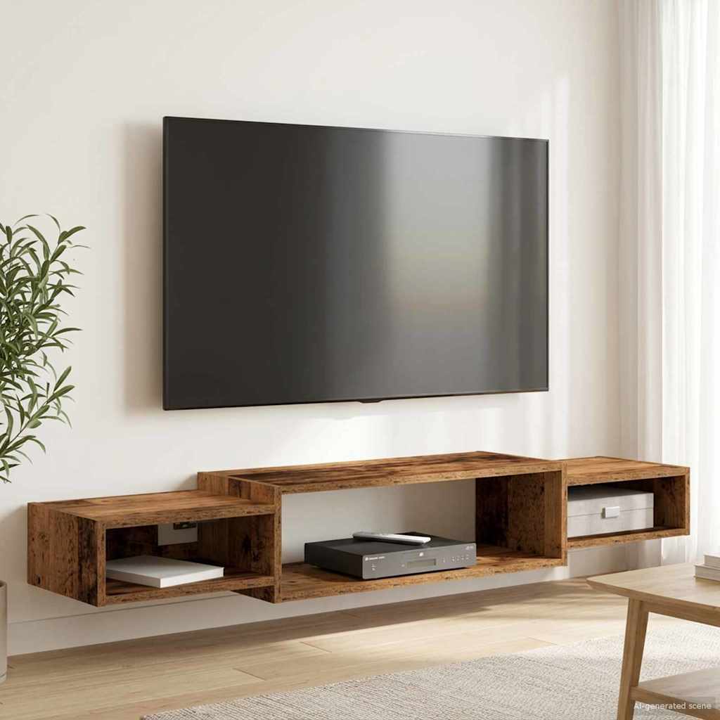 Meuble TV mural Montage mural Bois ancien 140 x 28 x 21 cm - XIOS