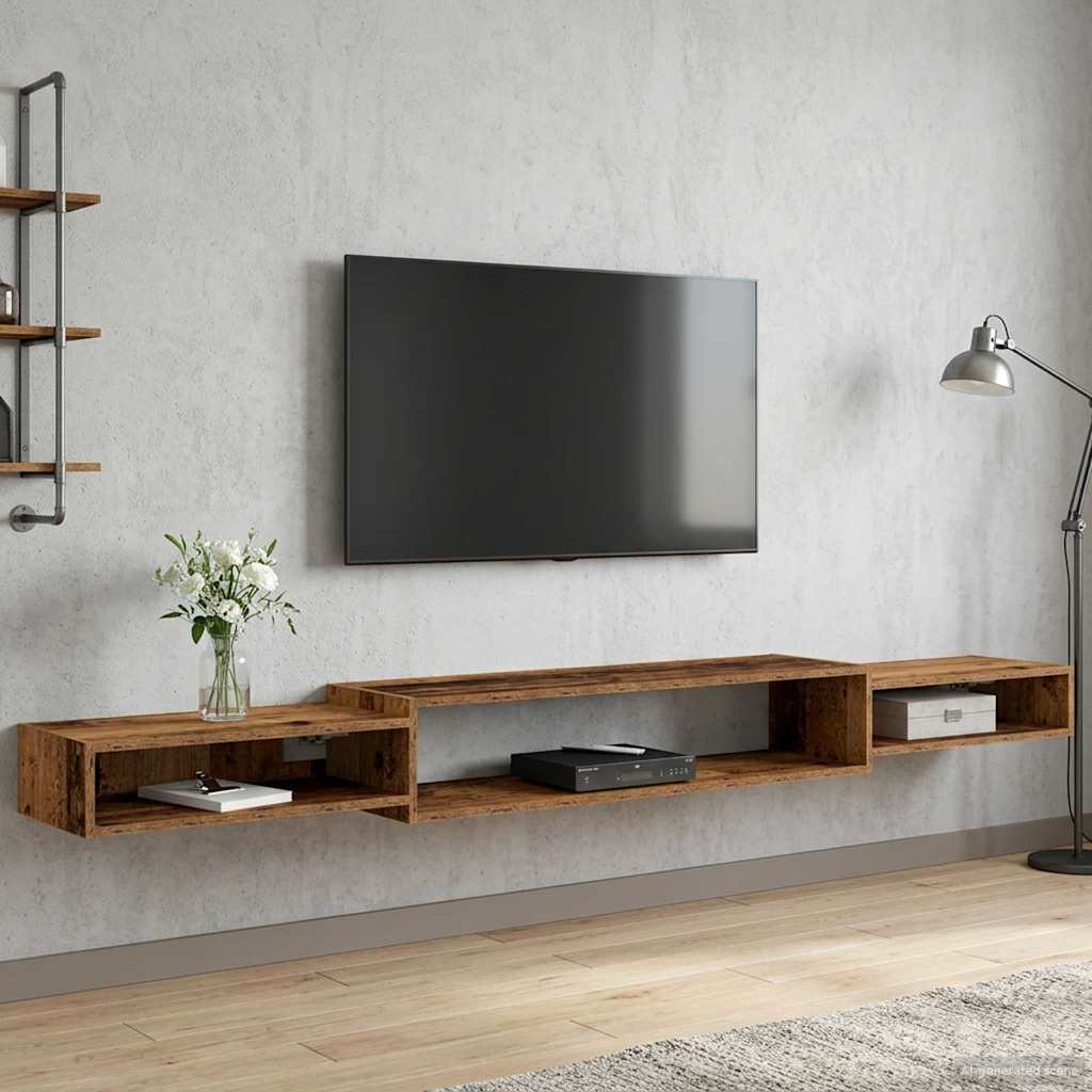 Meuble TV mural Montage mural Bois ancien 220 x 28 x 21 cm - XIOS