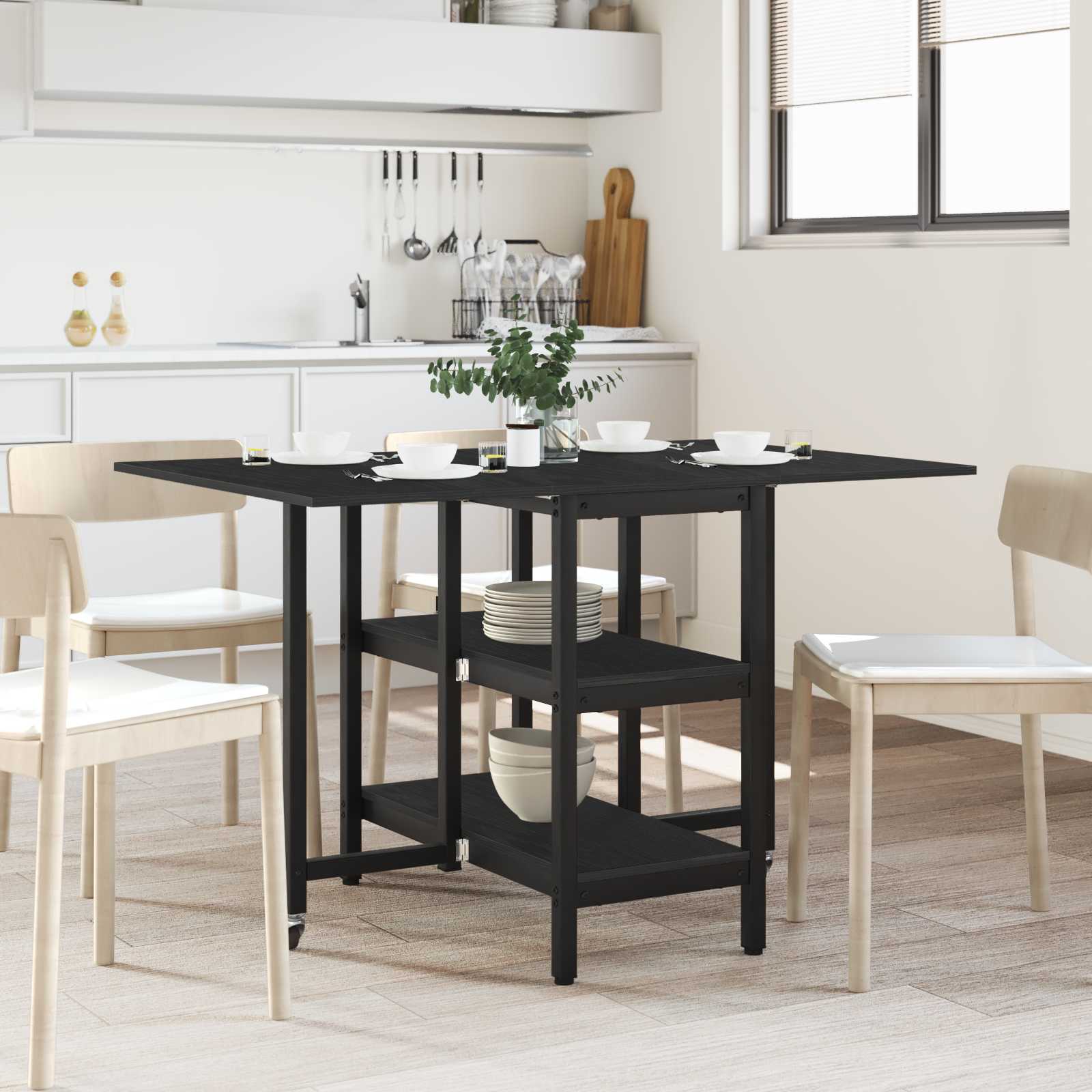 Table à dîner 122 x 80 x 76,5 cm Bois d'ingénierie Chêne noir - XIOS