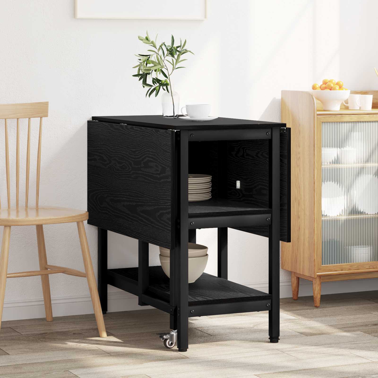 Table à dîner 122 x 80 x 76,5 cm Bois d'ingénierie Chêne noir - XIOS