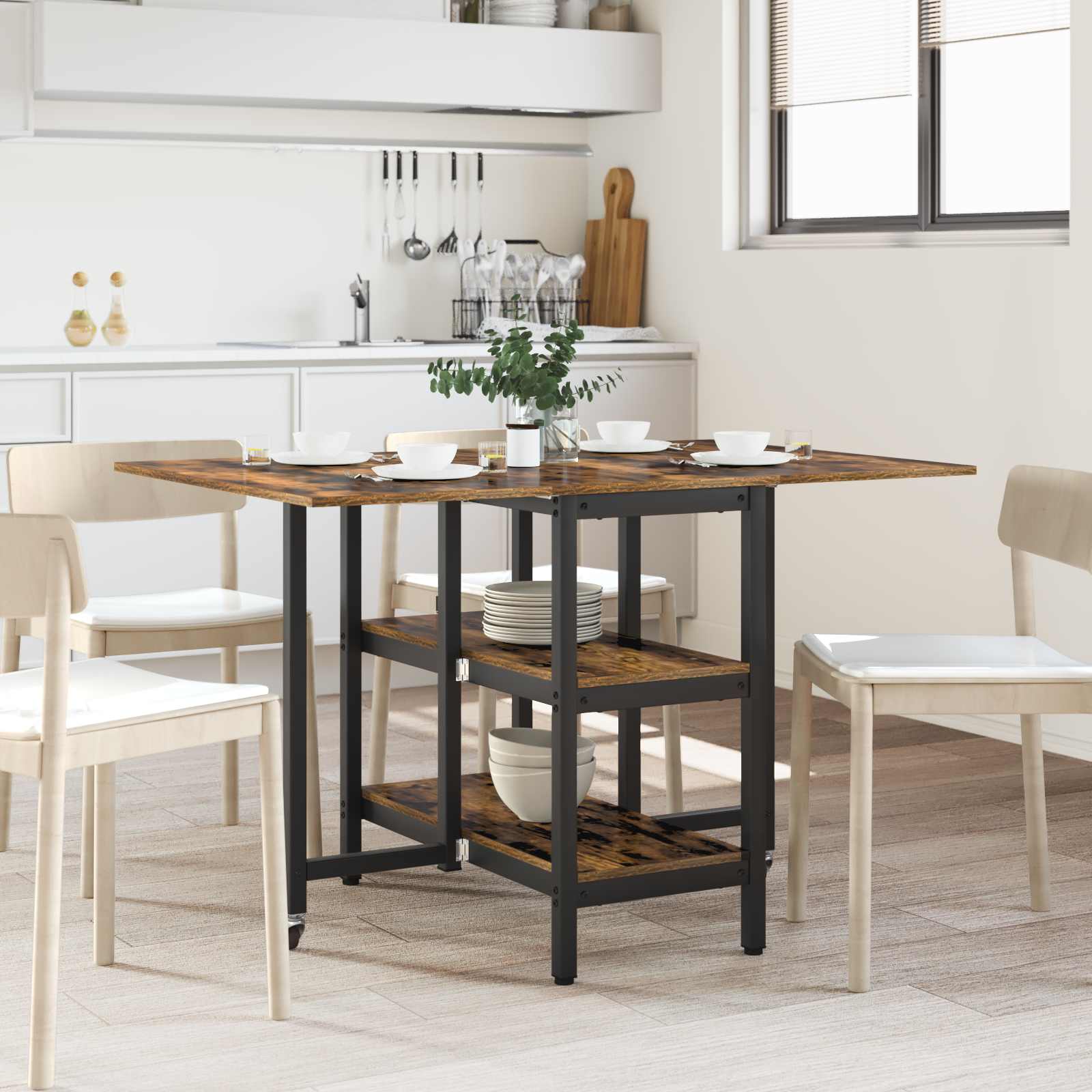 Table à dîner 122 x 80 x 76,5 cm Bois d'ingénierie Chêne fumé - XIOS