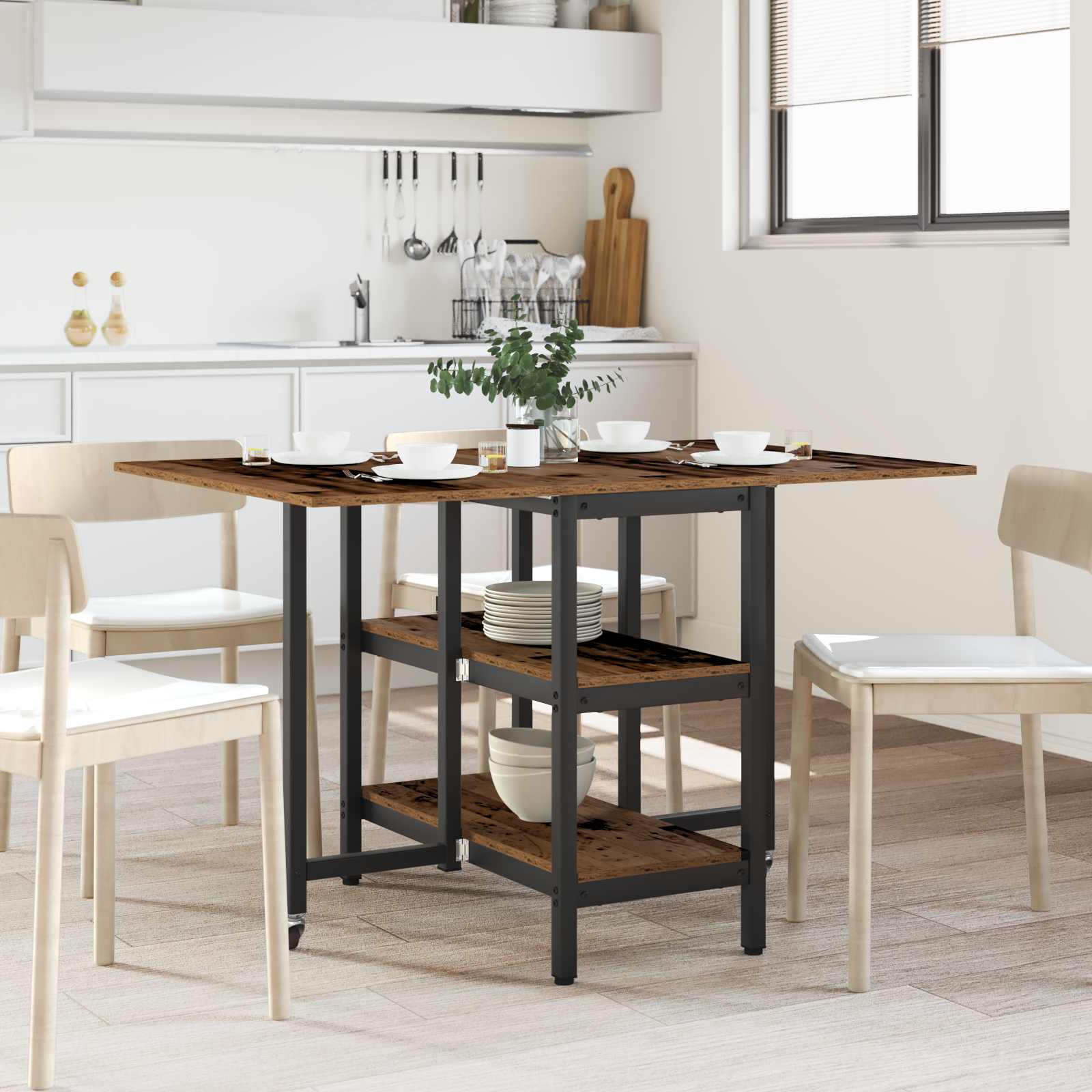 Table à dîner 122 x 80 x 76,5 cm Bois d'ingénierie Bois ancien - XIOS