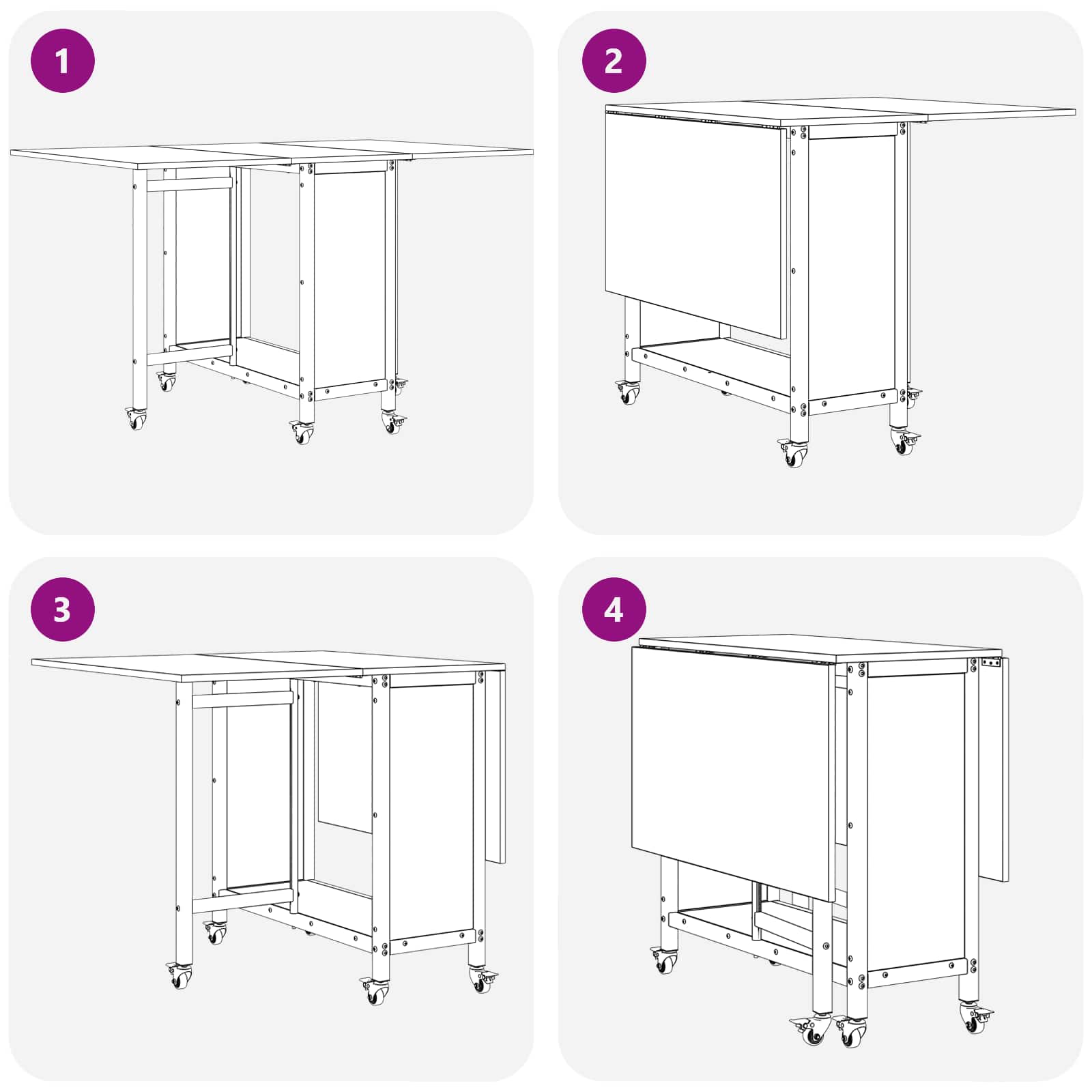 Table à manger pliante avec roulettes 130 x 80 x 76,5 cm - XIOS