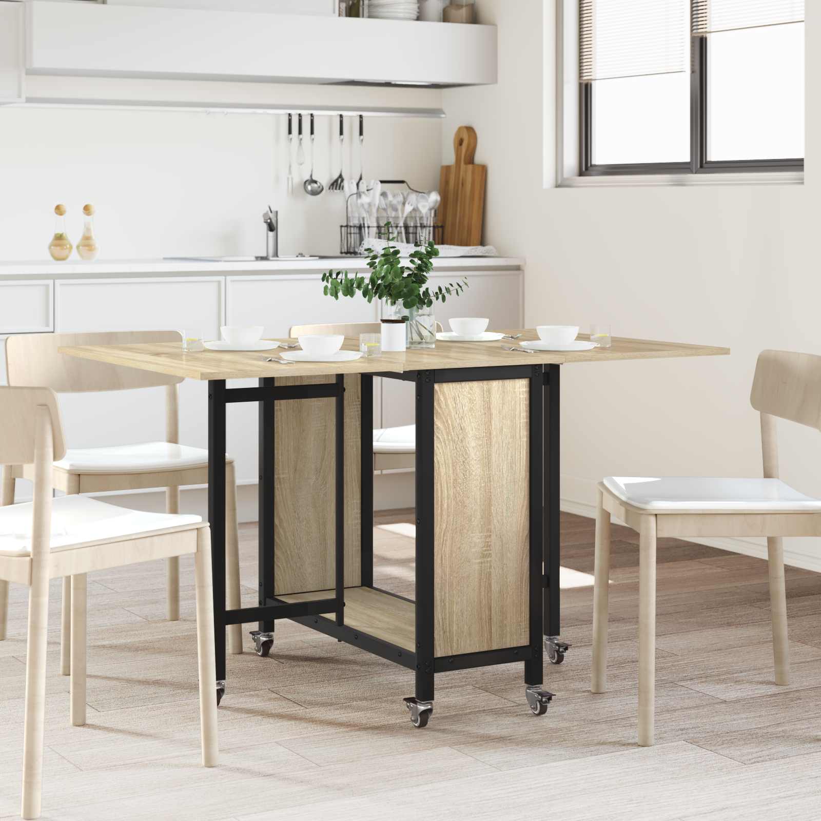 Table à manger pliante avec roulettes 130 x 80 x 76,5 cm - XIOS