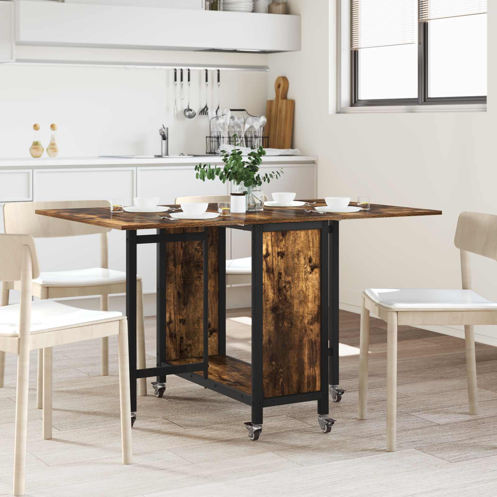 Table à manger pliante avec roulettes 130 x 80 x 76,5 cm - XIOS