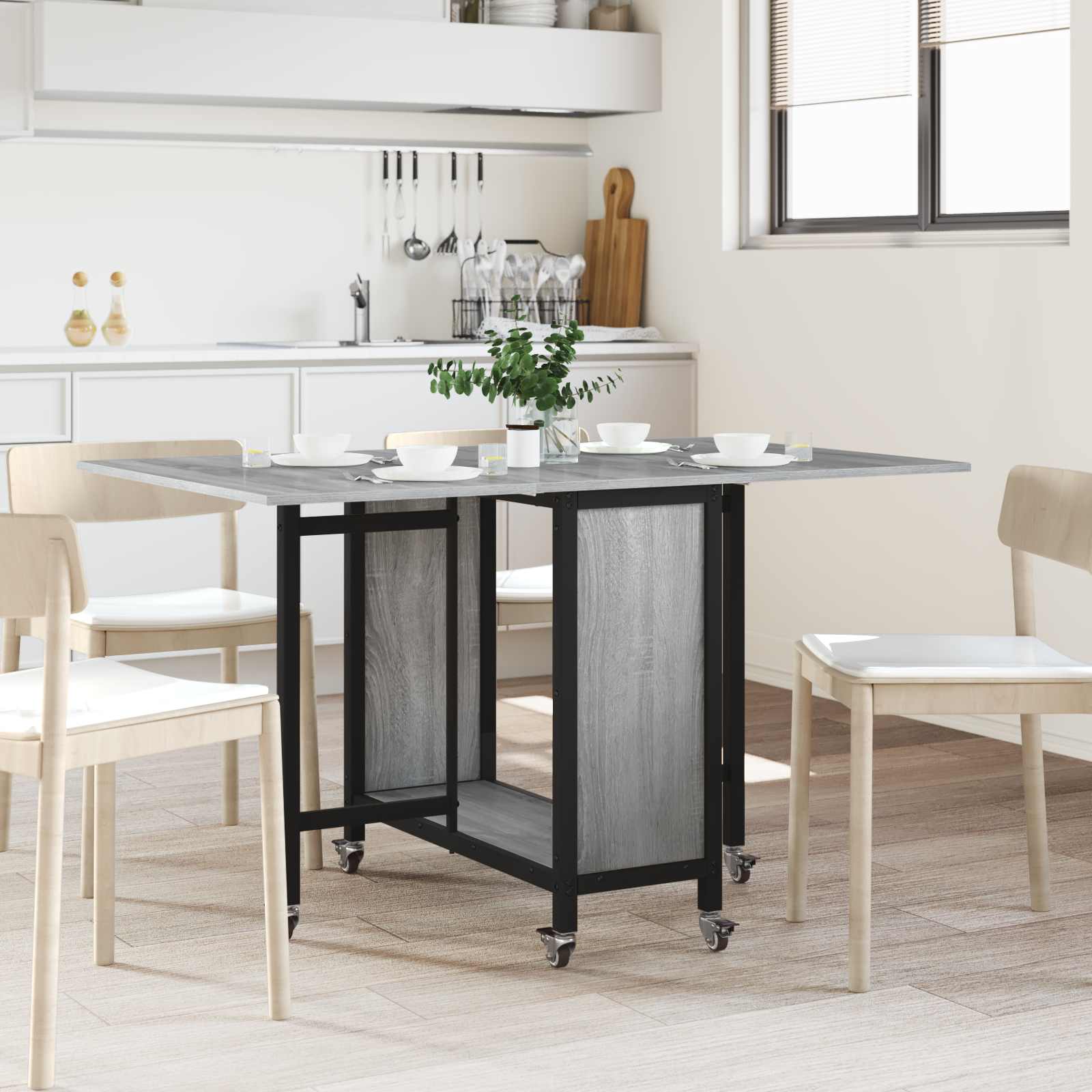 Table à manger pliante avec roulettes 130 x 80 x 76,5 cm - XIOS