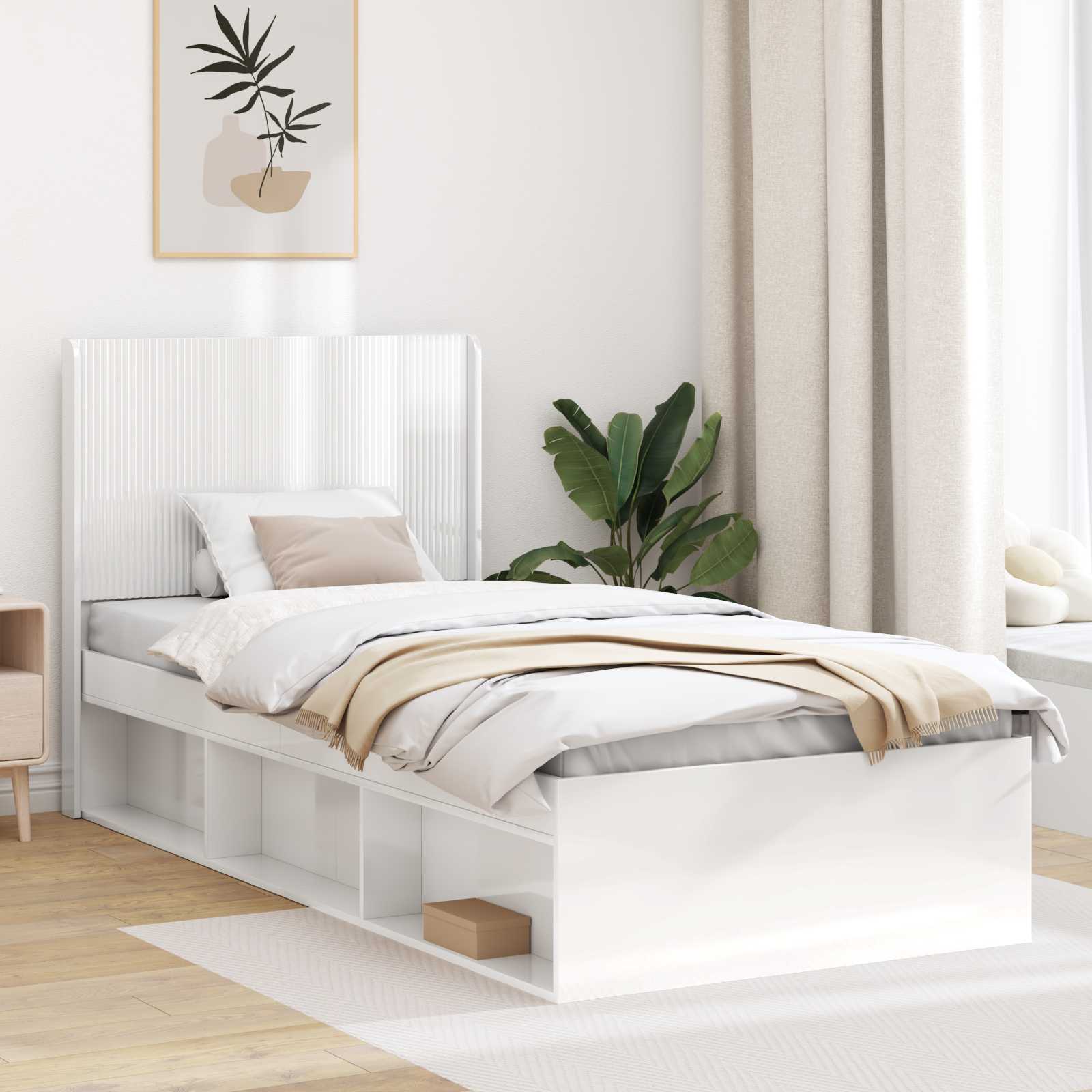 Tête de lit Blanc brillant Bois d'ingénierie - XIOS