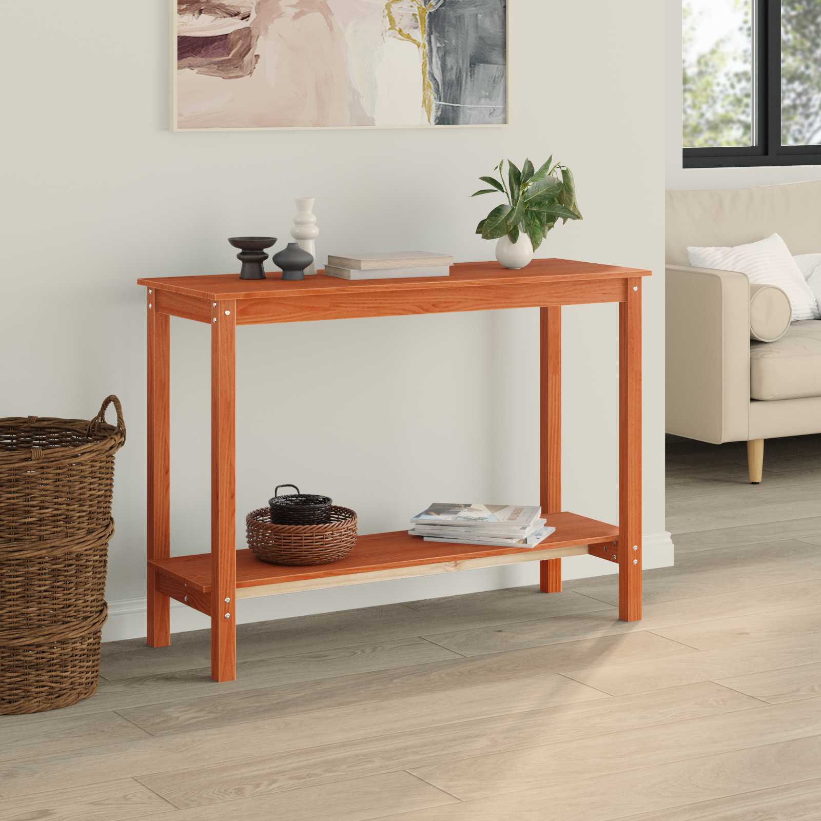 Table console Brun Ciré 110 x 40 x 80 cm Pin massif - XIOS