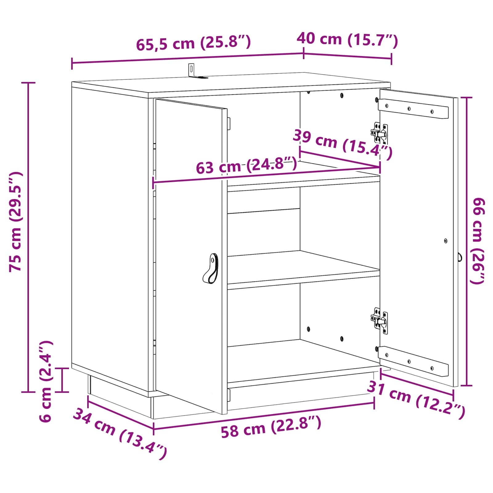 Buffet Brun Ciré 65,5 x 40 x 75 cm Pin massif - XIOS