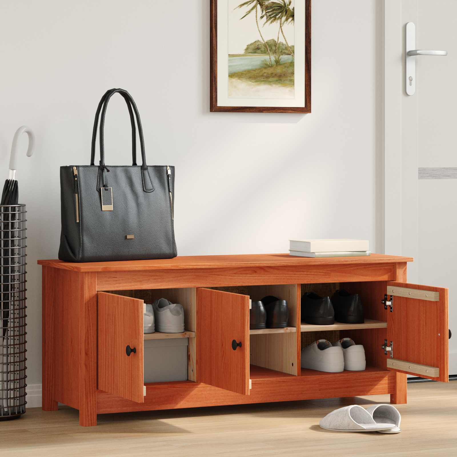 Cabinet à chaussures Brun Ciré 110 x 38 x 45,5 cm Pin massif - XIOS