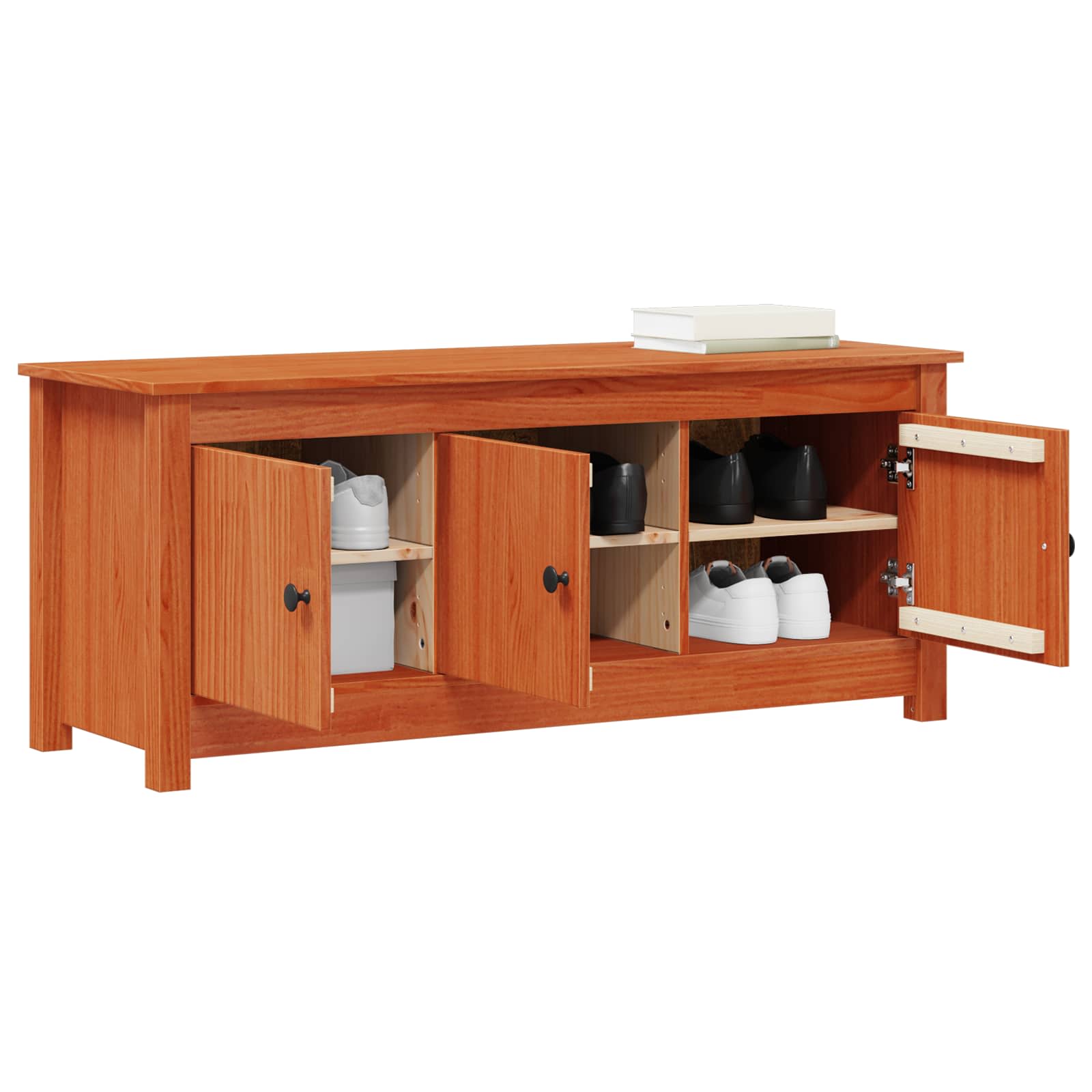 Cabinet à chaussures Brun Ciré 110 x 38 x 45,5 cm Pin massif - XIOS