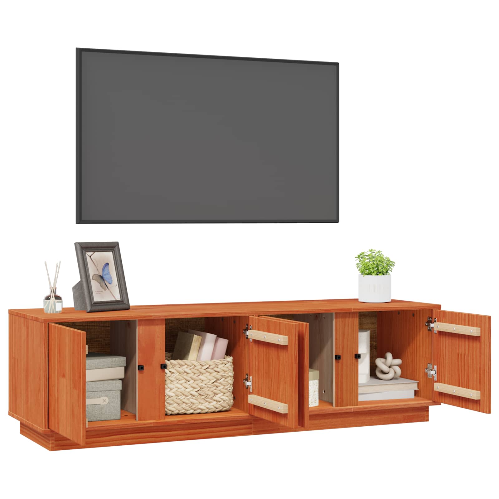 Meuble TV Brun Ciré 140 x 40 x 40 cm Pin massif - XIOS