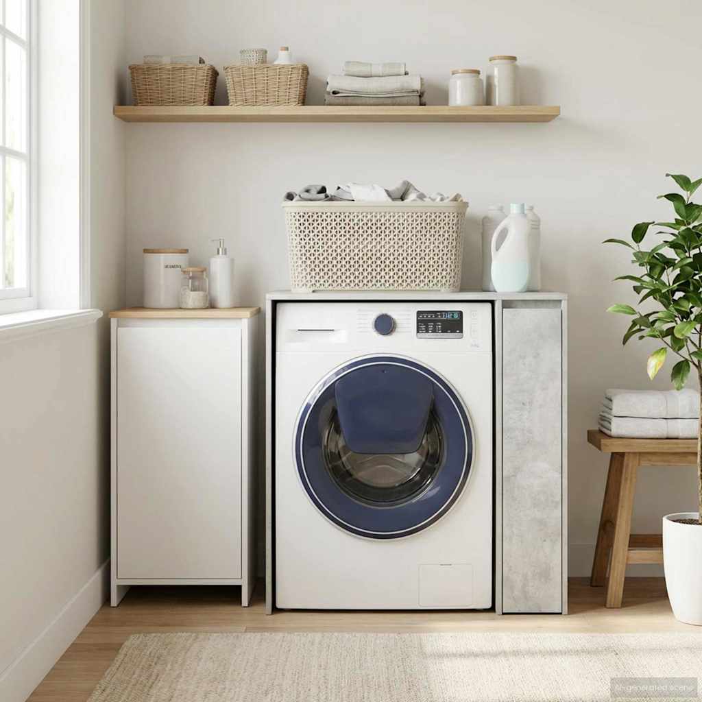 Armoire pour machine à laver avec porte Béton 87 x 60 x 89 cm